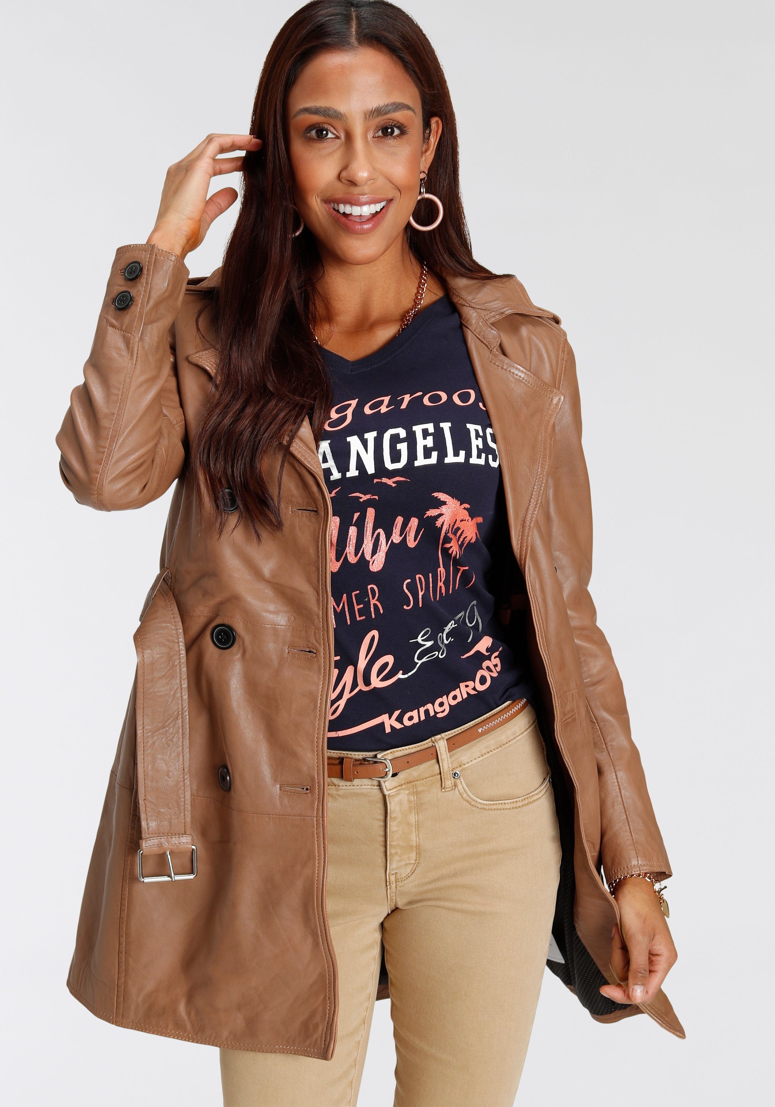 Maze cognac im Lederjacke Trenchcoat-Look