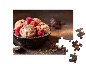 puzzleYOU Puzzle Hausgemachtes Schokoladeneis mit Himbeeren, 48 Puzzleteile, puzzleYOU-Kollektionen Essen und Trinken