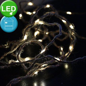 etc-shop Dekolicht, 40x LED Lichterkette Weihnachts Dekoration Hanf Seil Leuchte X-MAS