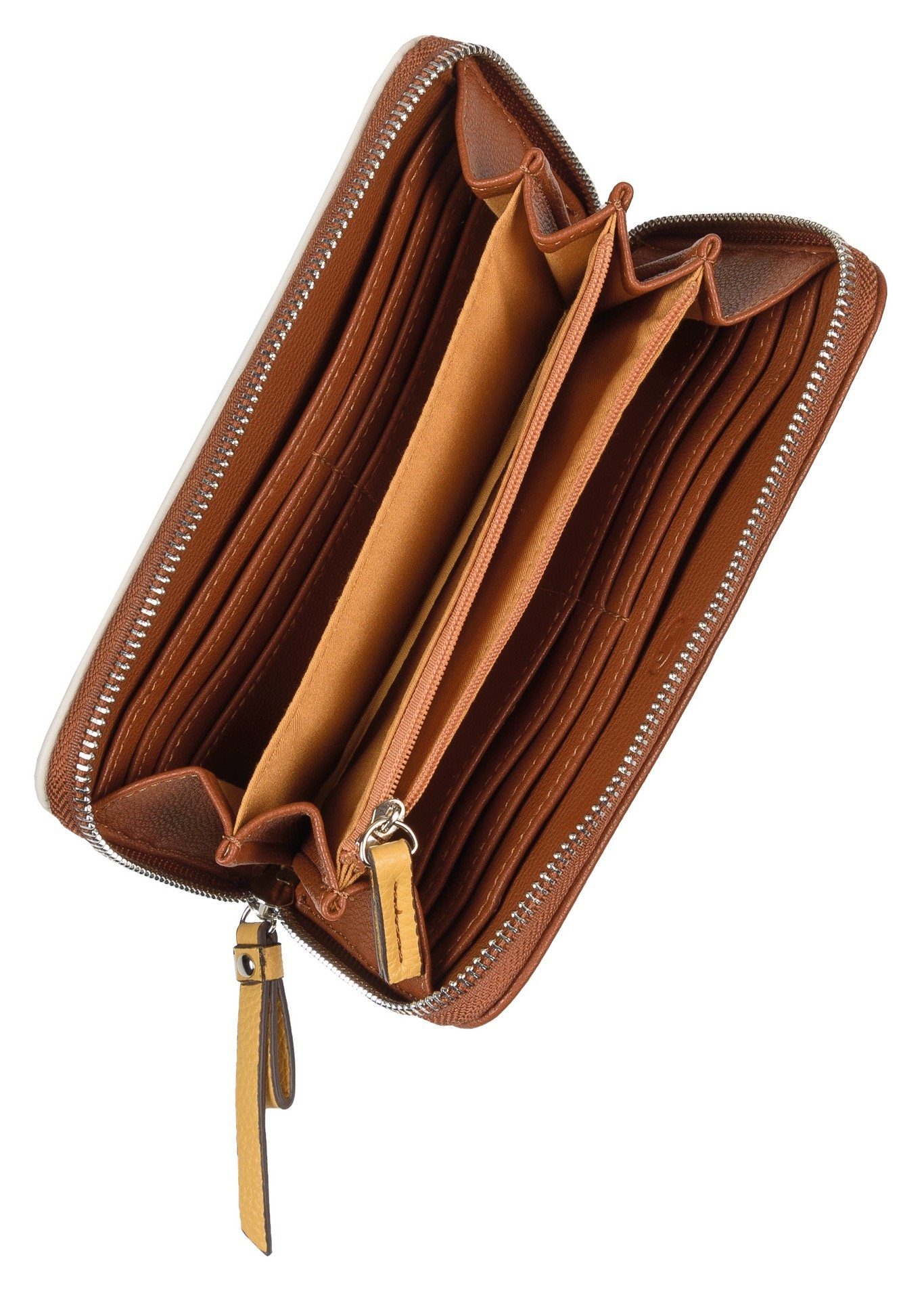 praktischer Geldbörse TAILOR TOM mit Einteilung Long wallet, zip mixed-cognac