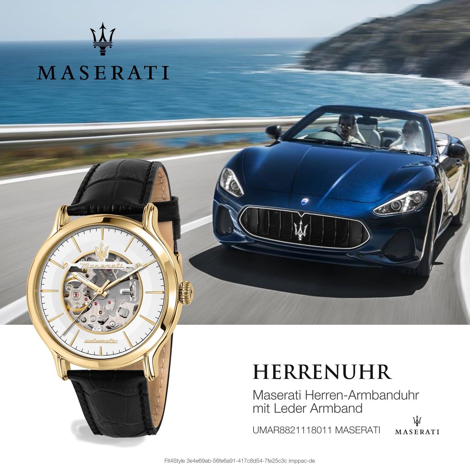 MASERATI Quarzuhr Maserati Herren Armband Gehäuse, (ca. Lederarmband, 42mm) groß weiß Epoca, rundes Herrenuhr