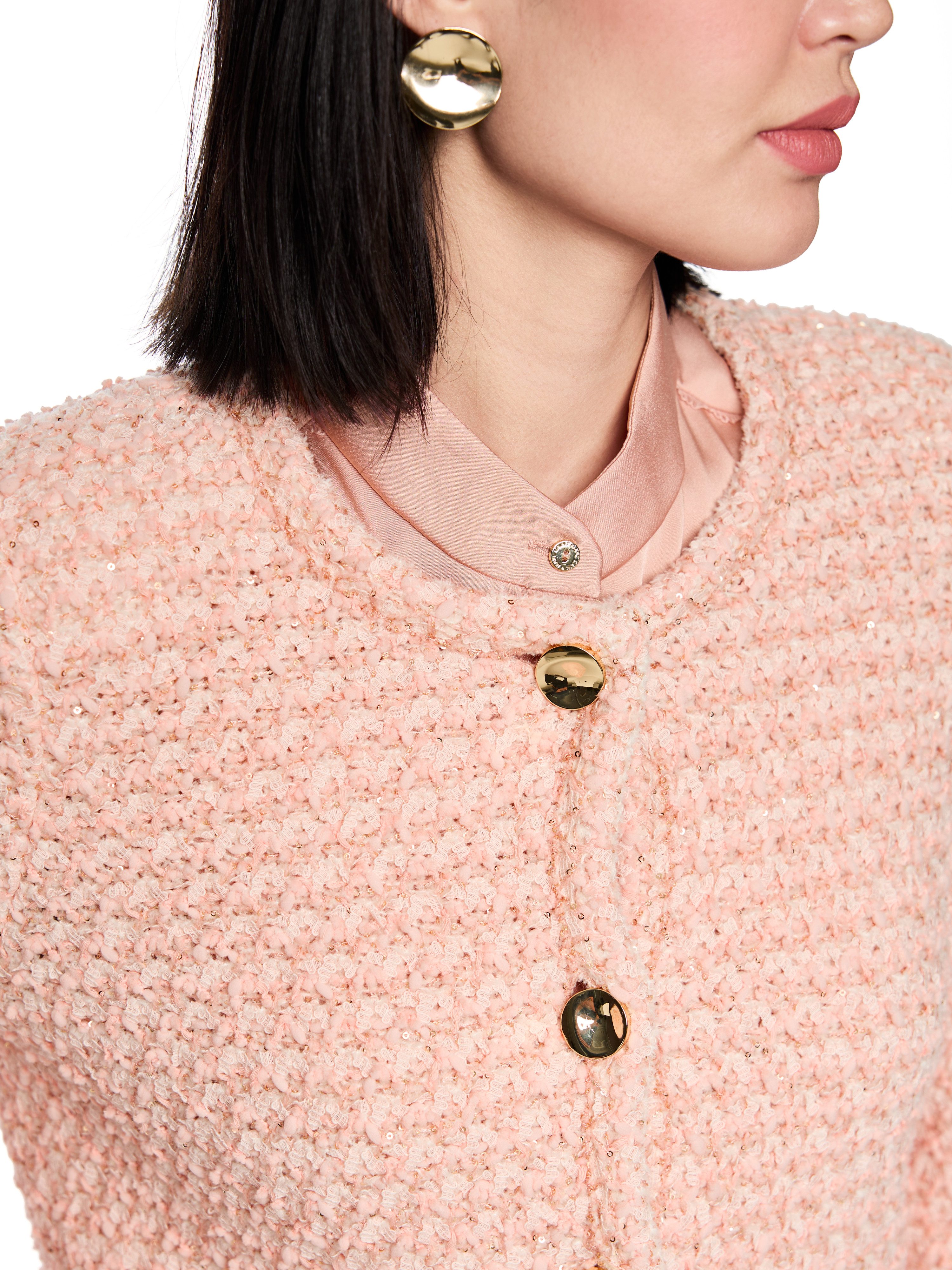 Marc Cain Cardigan Neutral Affinity Premium Damenmode Maschentweed, leicht gepolsterte Schultern, gerade geschnitten