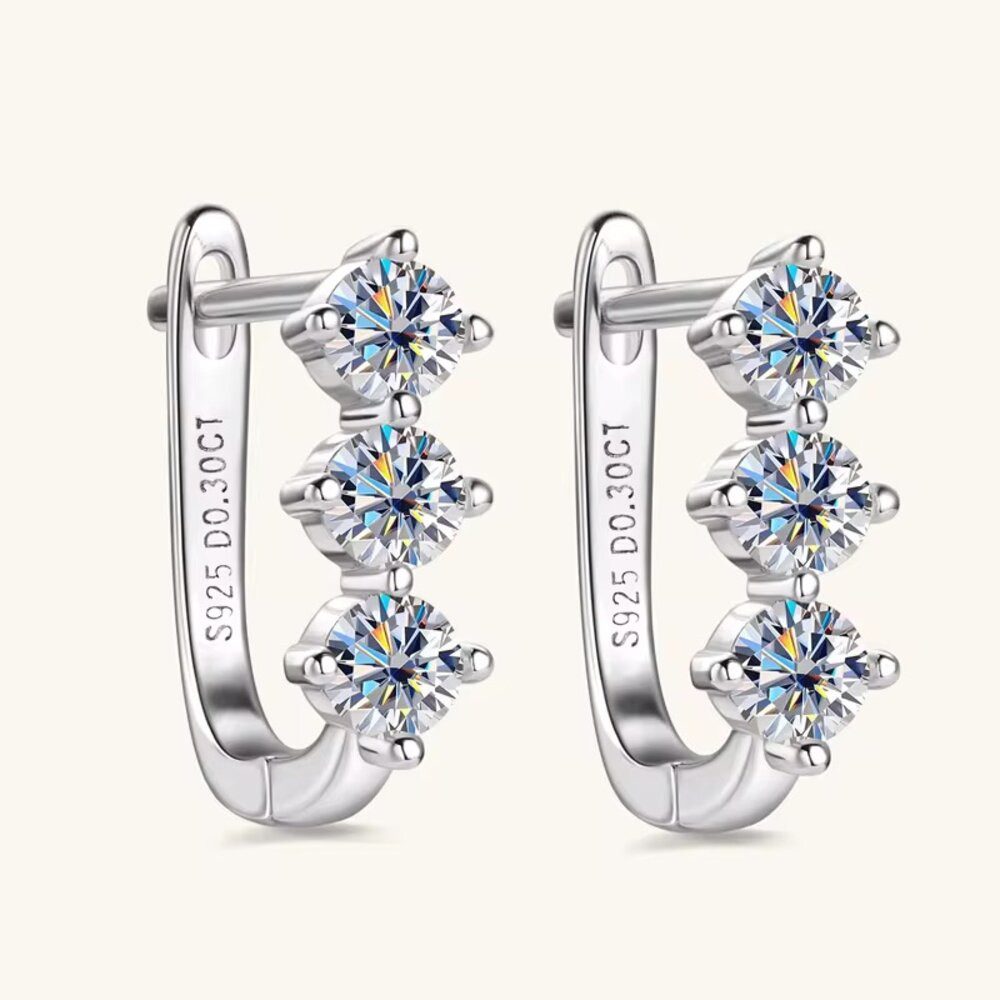 ROUGEMONT Paar Creolen Moissanit Damen Creolen 925 Sterling Silber +Echtheitszertifikat, Echtschmuck mit Echtheitszertifikat