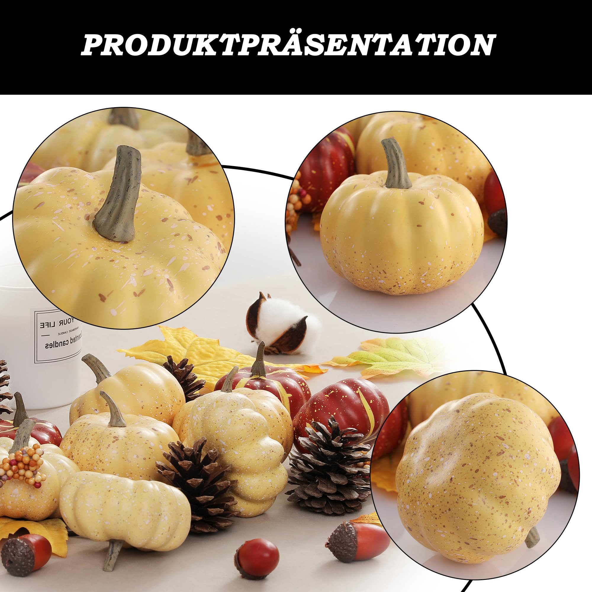 Sorvyzxn Dekofigur Kürbis-Deko-Set, 23-teilig, Herbstliche Schalendekorationen Herbstdeko (23 St), für Tischdekorationen zu Hause, Halloween und Thanksgiving (D – Bild 3 von 5