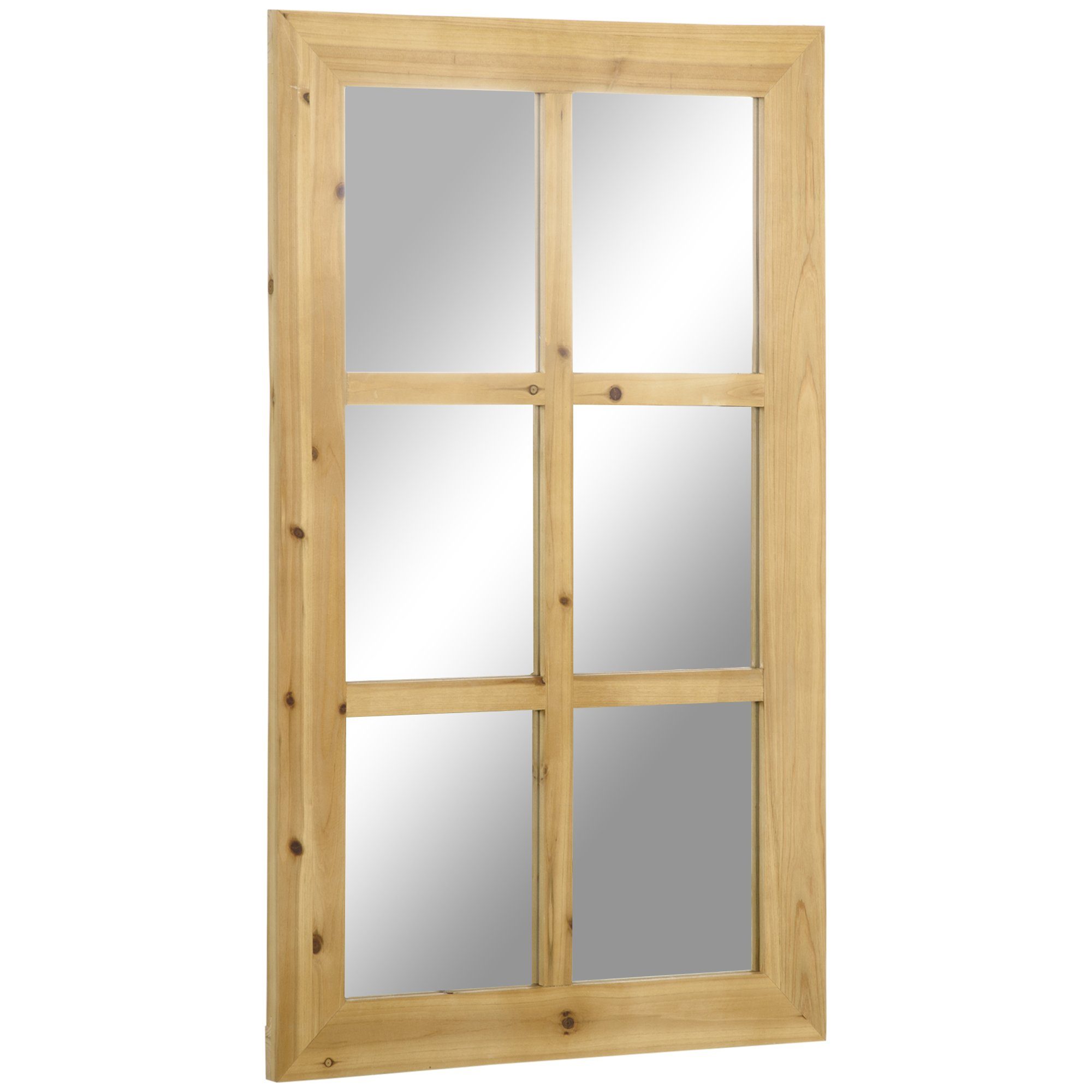 HOMCOM Wandspiegel Spiegel in Fensteroptik 101,6 cm x 60,9 cm x 2 cm MDF-Holz Tannenholz (Set, 1-St., 1 x Wandspiegel), Mit Holzrahmen | Wandspiegel