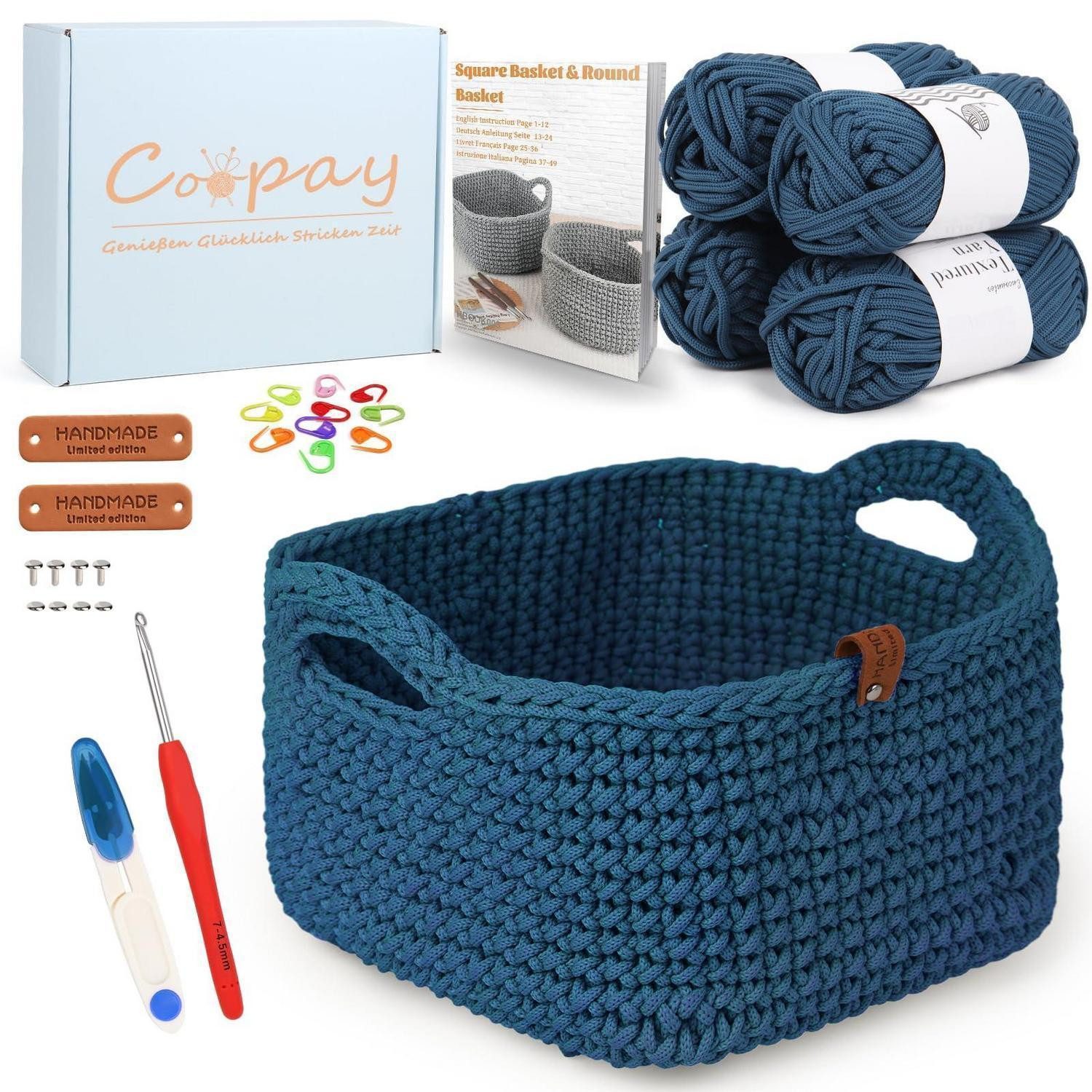 LuxusKollektion Kreativset Häkelset Körbe Anfänger Denim Blau