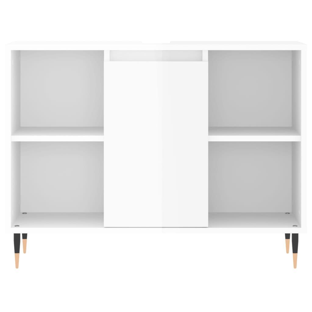 vidaXL (1-St) Holzwerkstoff Badezimmerspiegelschrank 80x33x60 cm Hochglanz-Weiß Badschrank