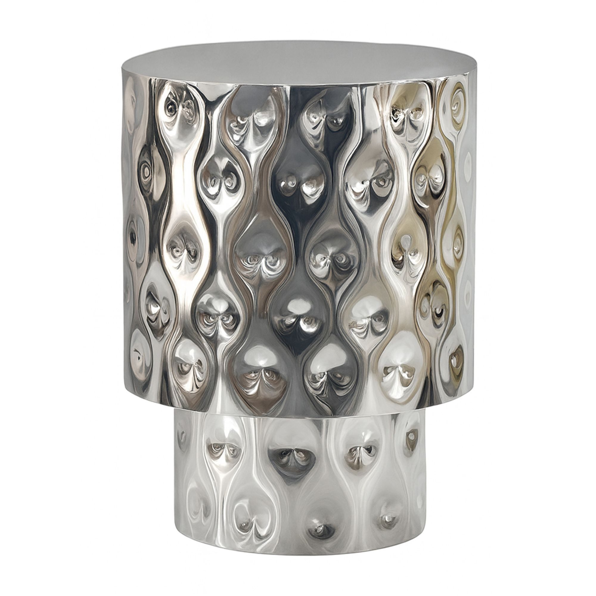 Wohnling Beistelltisch WL7.544 36cm Silber Sofatisch Wohnzimmertisch Couchtisch Hammerschlag (Extravaganter Tisch mit toller Struktur), Komplett aus robustem Aluminium gefertigt