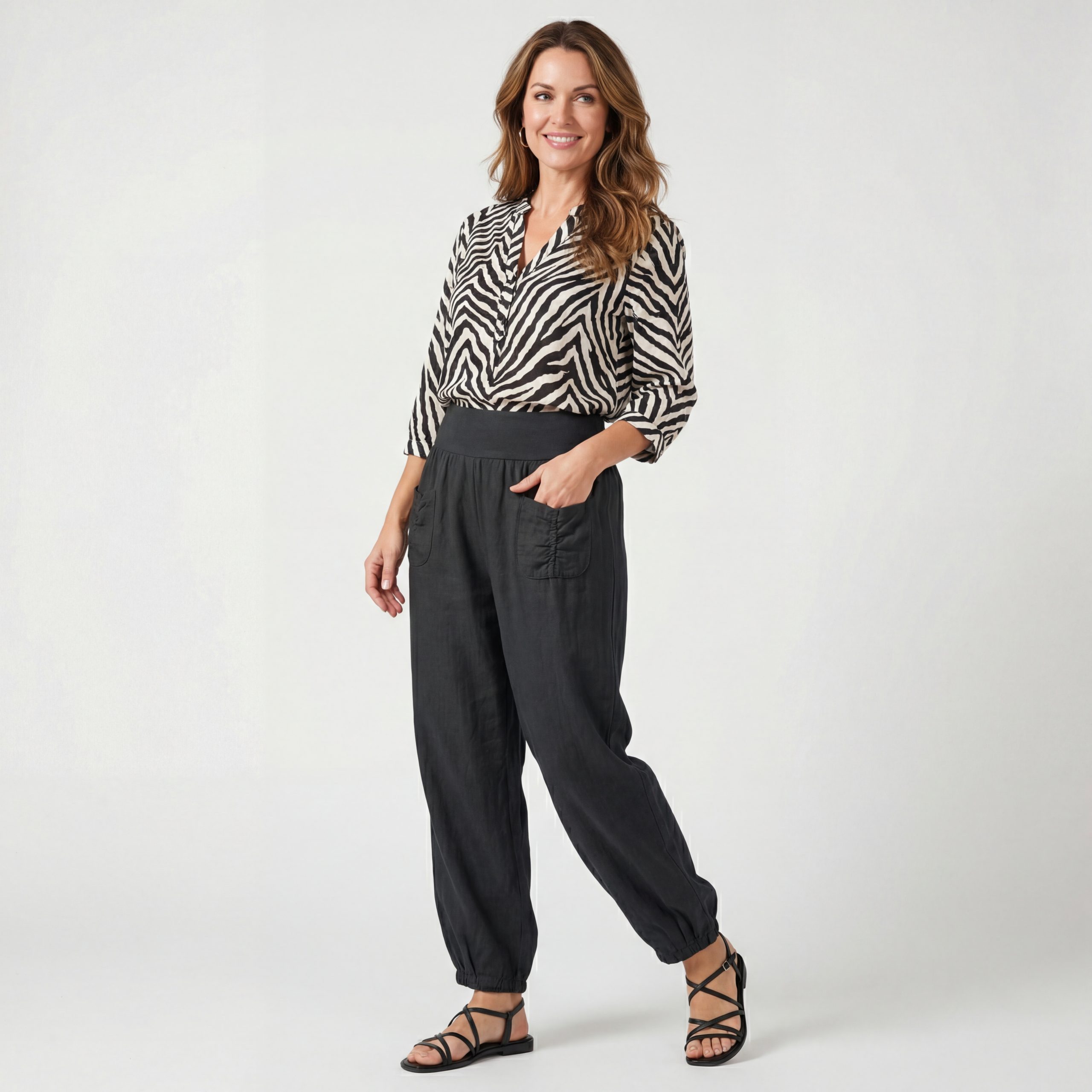 OriginalYou Leinenhose Sommerliche Leinen Pumphose luftig leichte Schlupfhose luftig & leichtes Leinengewebe, elastischer Bund, in Unifarbe
