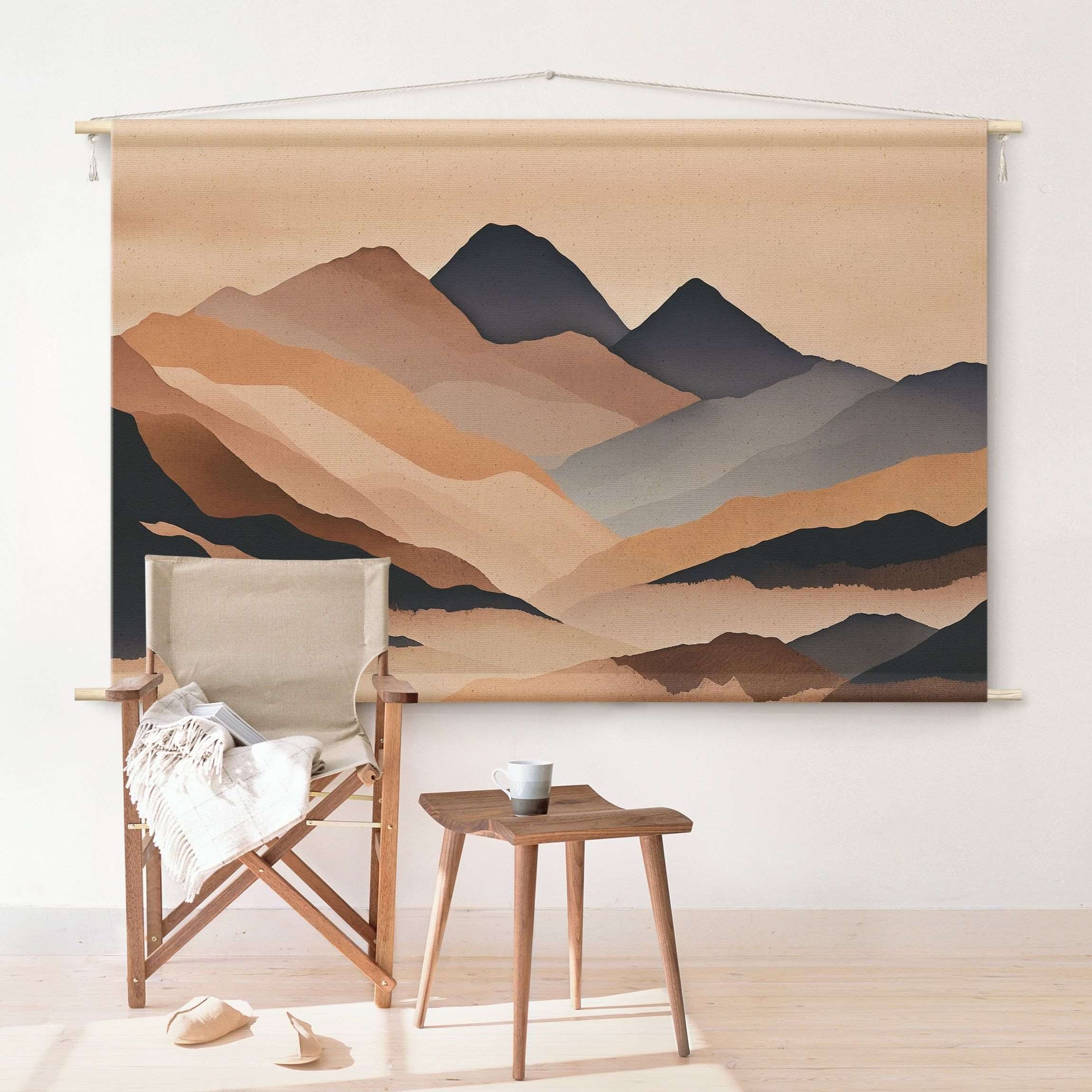 Bilderdepot24 Wandteppich modern Natur beige, rechteckig, Höhe: 2.6 mm, großes Wandbild aus Natur-Baumwolle Wandbehang Stoffbild Tuch Wollseil
