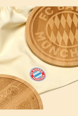 FC Bayern München Brotschneidebrett Brotzeitbrettchen Rekordmeister 2er Set, 100% Bambus