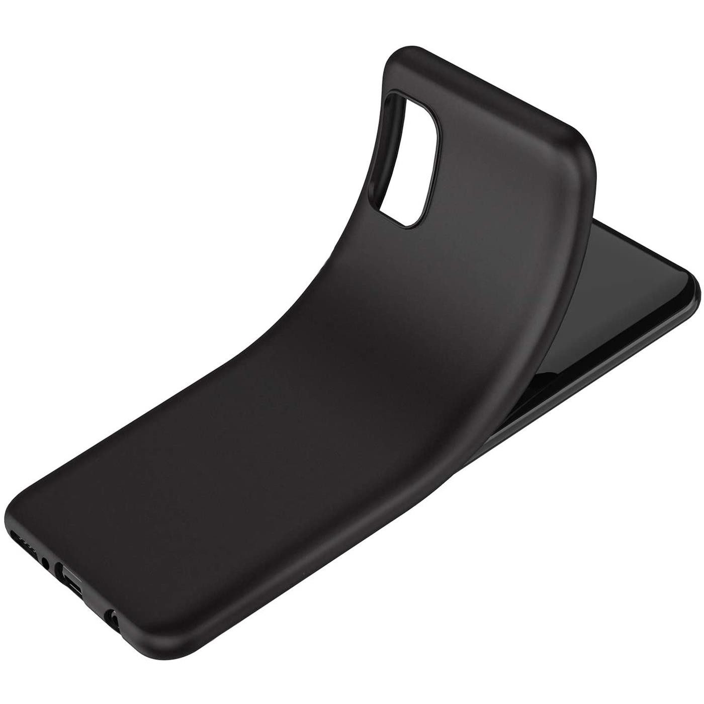 CoolGadget Handyhülle Handy Schutzhülle für Samsung Galaxy A51 matt schwarz 6,5 Zoll, Silikon TPU Hülle Schutz Tasche Cover schlicht Slim Case