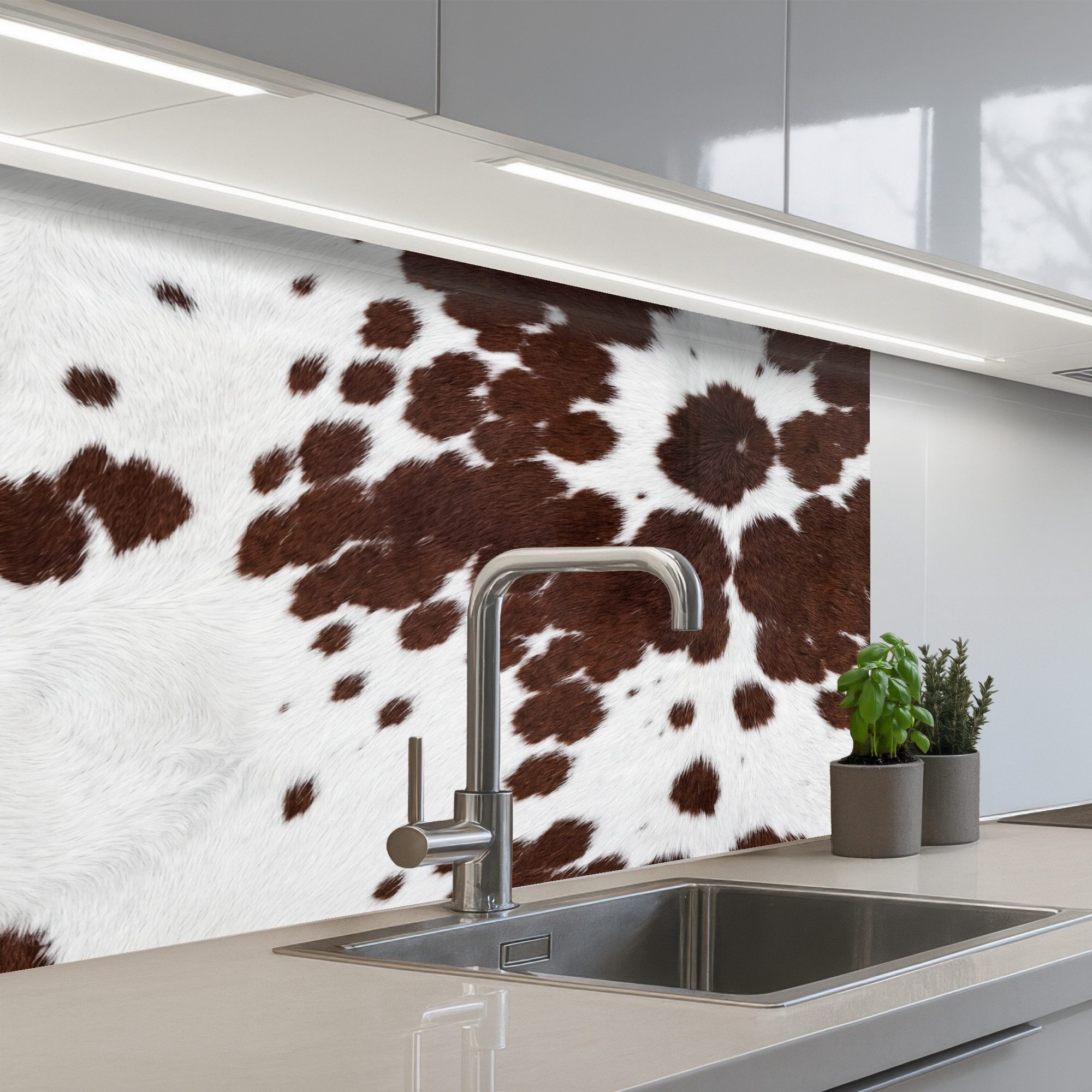 KitchenYeah Küchenrückwand selbstklebend (keine Folie) Rindsleder - Klassisch - Braun, (1-tlg), Spritzschutz, Küche, Rückwand, Küchenwand, Küchenfront, 80x60 cm