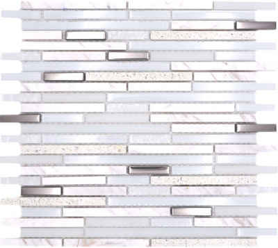 Mosani Naturstein Glas Mosaikfliesen Naturstein Glasmosaik Wand Küche Bad Dusche, Weiss