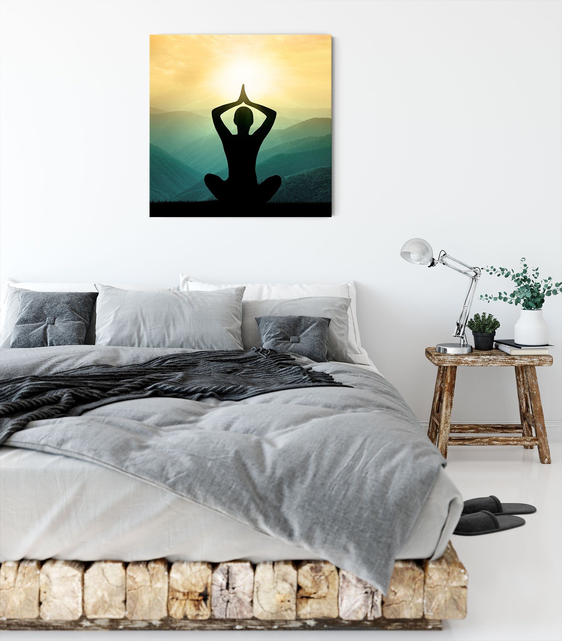 und Leinwandbild Leinwandbild Zackenaufhänger St), Meditation (1 fertig Yoga Meditation, bespannt, und Yoga Pixxprint inkl.