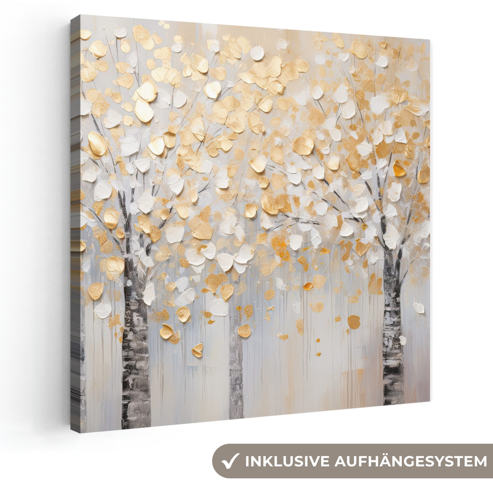 OneMillionCanvasses® Leinwandbild Bäume - Aquarell - Kunst - Natur, Fotodruck (1 St), Wandbild, Deko Schlafzimmer Wohnzimmer Flur 20x20 cm