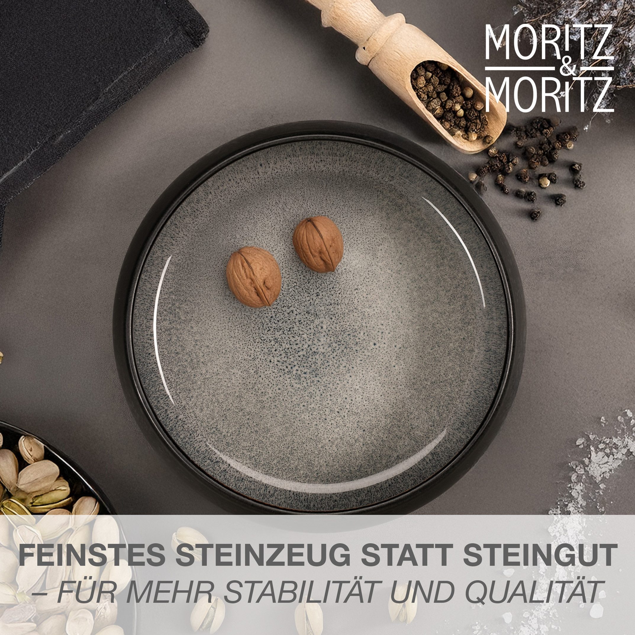 Moritz & Moritz Servierschale SOLID Servierschüssel - Anthrazit, Steinzeug, (Set, 1-tlg), Spülmaschinengeeignet