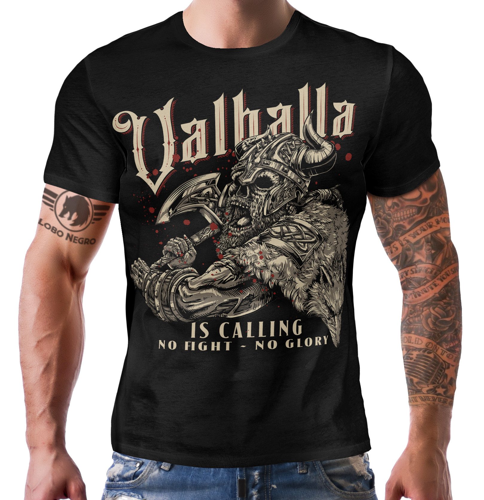 LOBO NEGRO® T-Shirt für Wikinger Nordmann Keltic Fans: Walhalla is Calling
