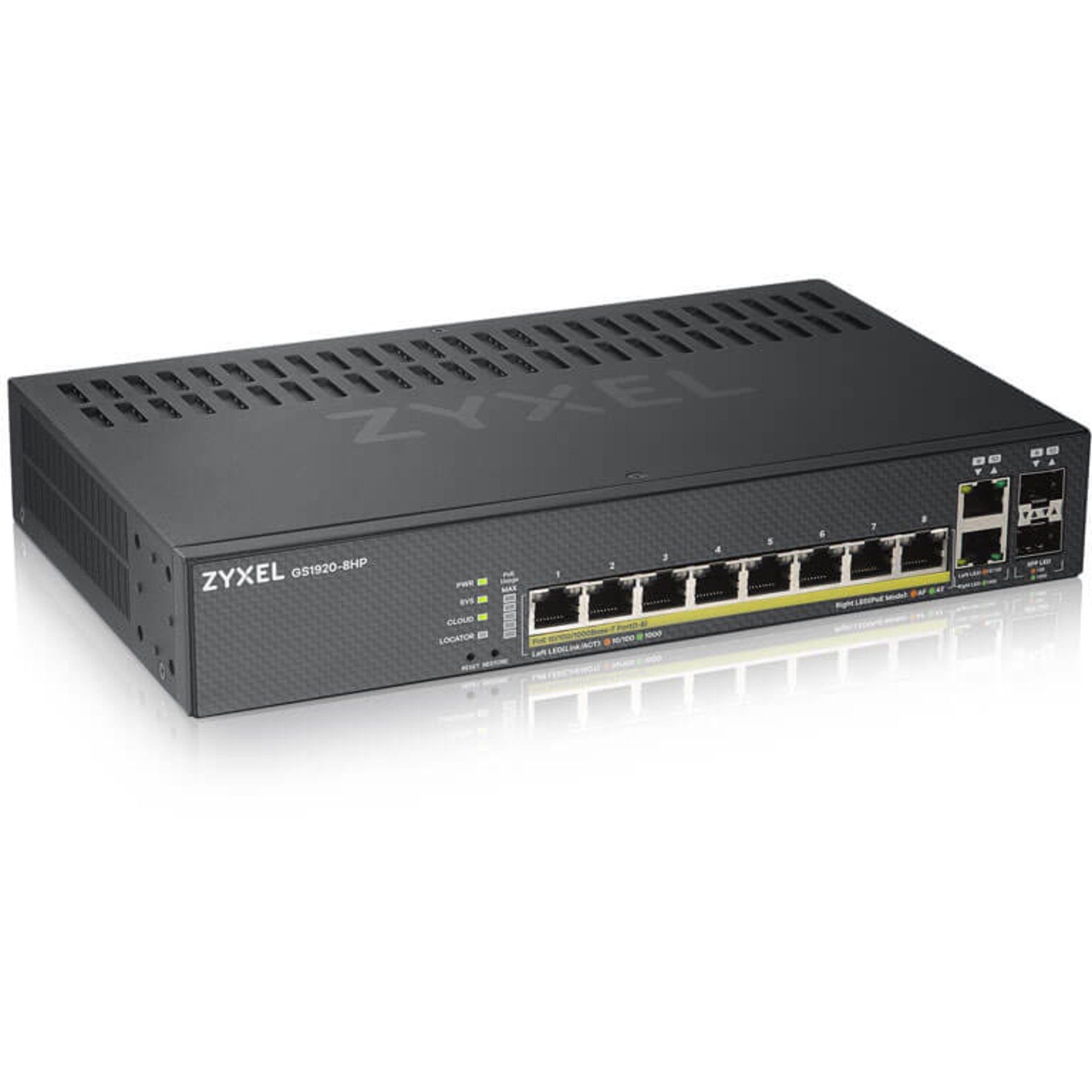 Zyxel GS1920-8HP V2, Switch, (lüfterlos, 130W PoE+ Netzwerk-Switch