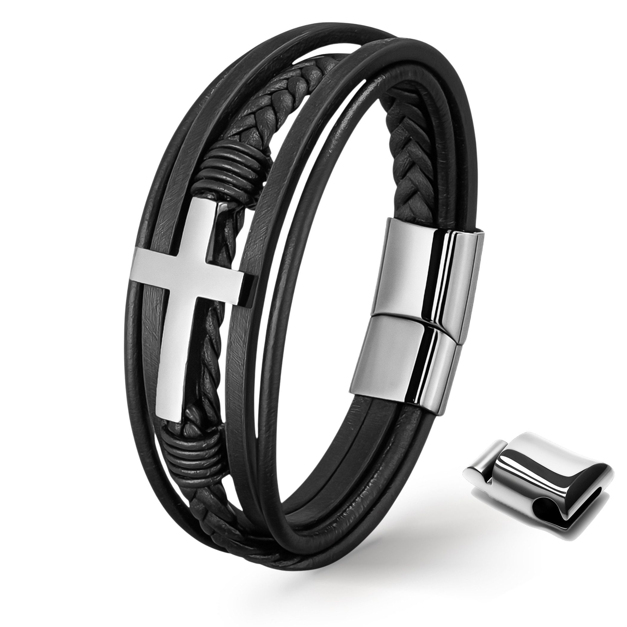 UNIQAL.de Lederarmband HEAVEN – Kreuzarmband aus Edelstahl, Symbol für Glau günstig online kaufen