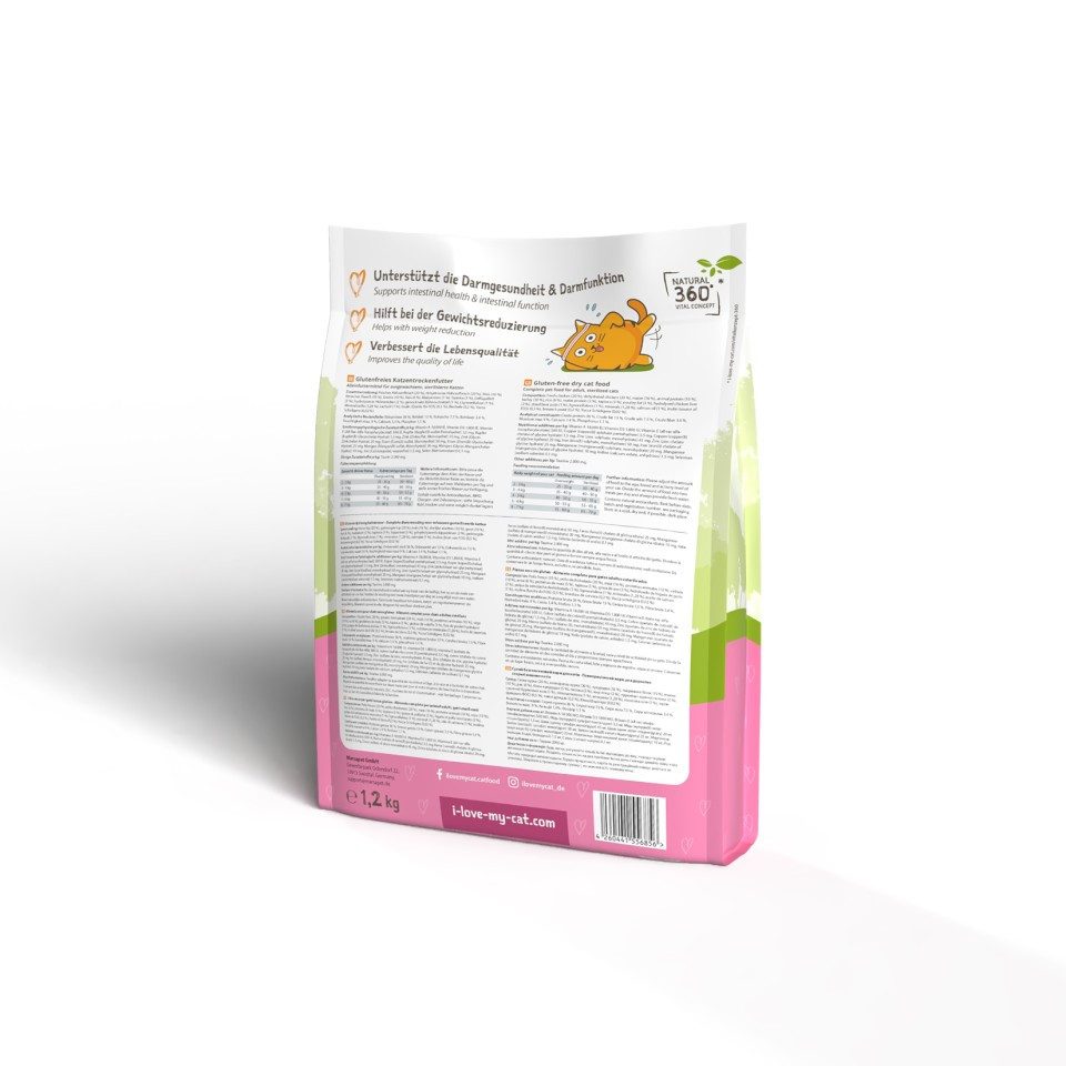 Bellfor I love my cat Sparset Trockenfutter mit Huhn für Katzen mit Übergewich, für: Katzen