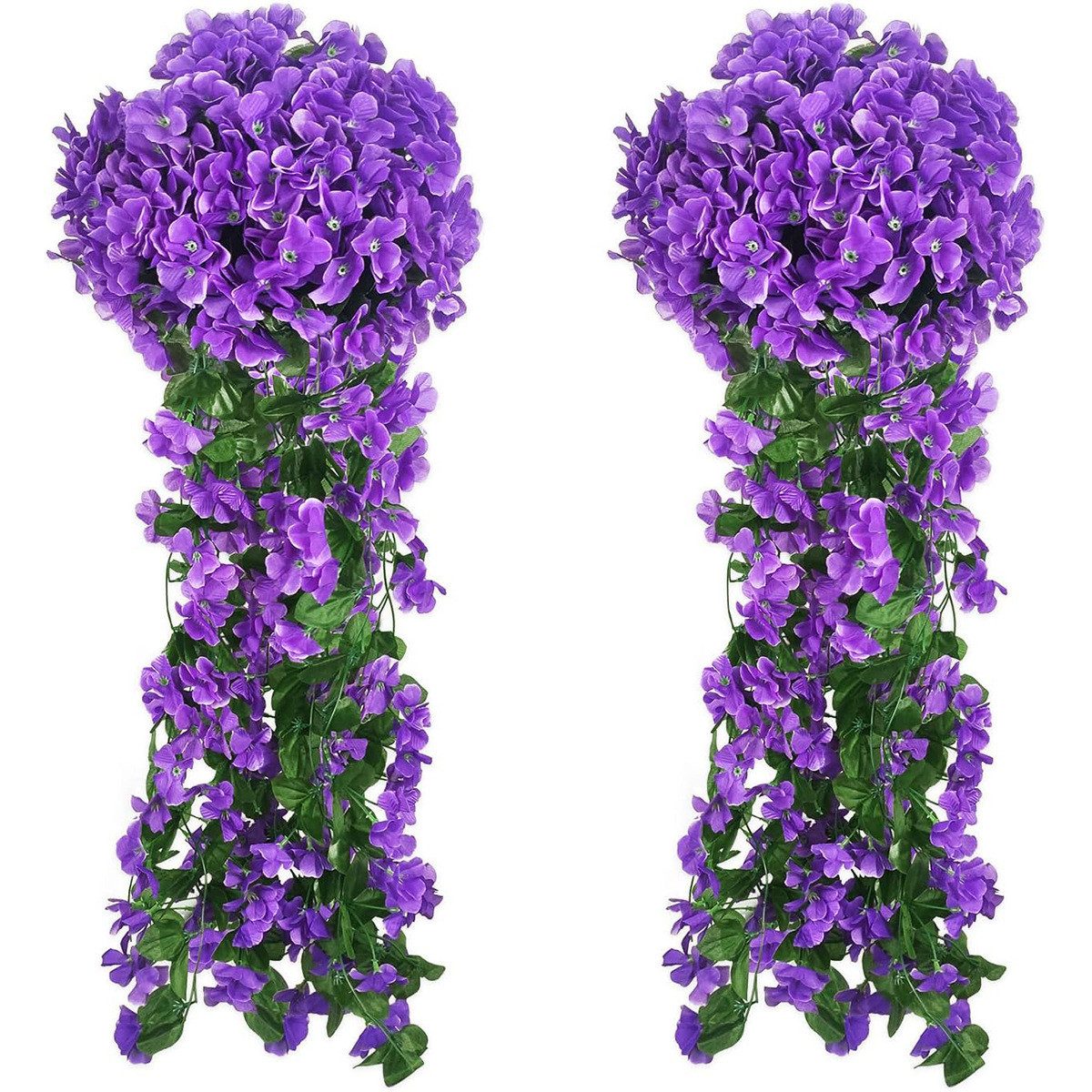 Kunstpflanze 2 Stück Künstlich Hängende Blumen, Blauregen Efeublumen Glyzinien, TUWENA, Kunstblumen Veilchen Hgende Blumen für Außen Innen Hochzeit Terrasse