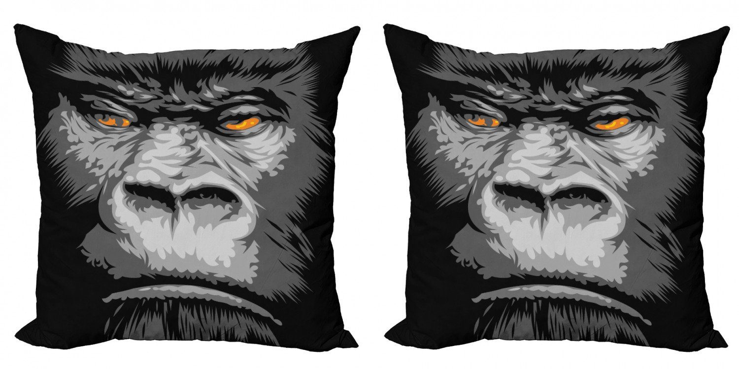 Kissenbezüge Modern Accent Doppelseitiger Digitaldruck, Abakuhaus (2 Stück), Modern Wilder Gorilla orange Augen