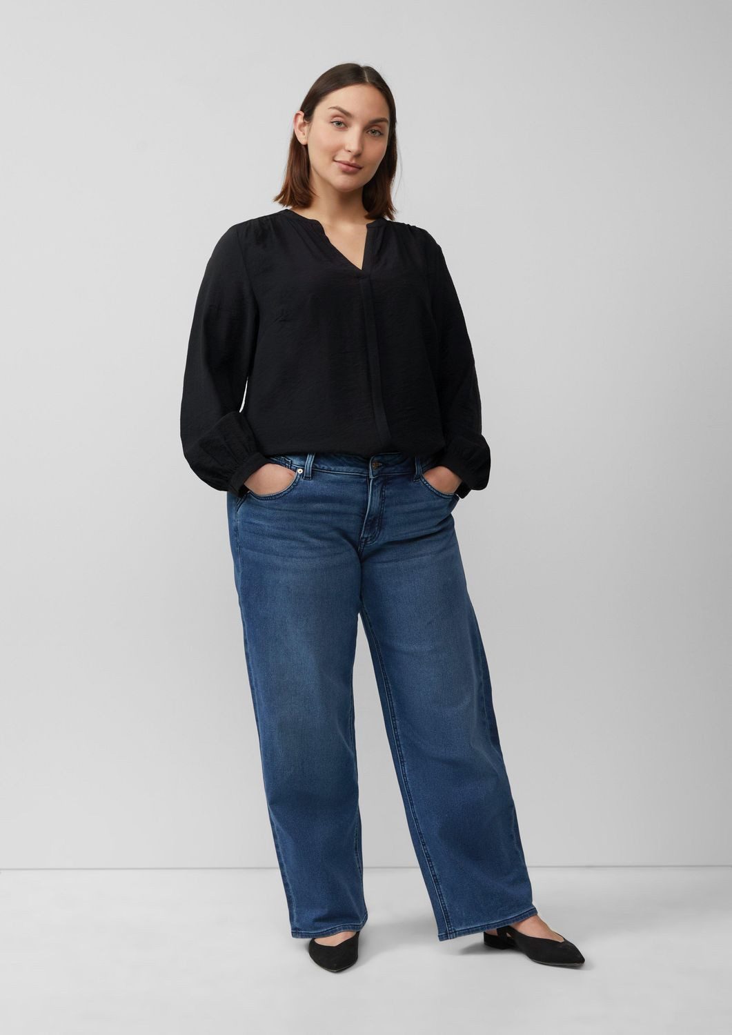 s.Oliver Druckbluse CURVE (1-tlg) langarm, Tunika-Ausschnitt