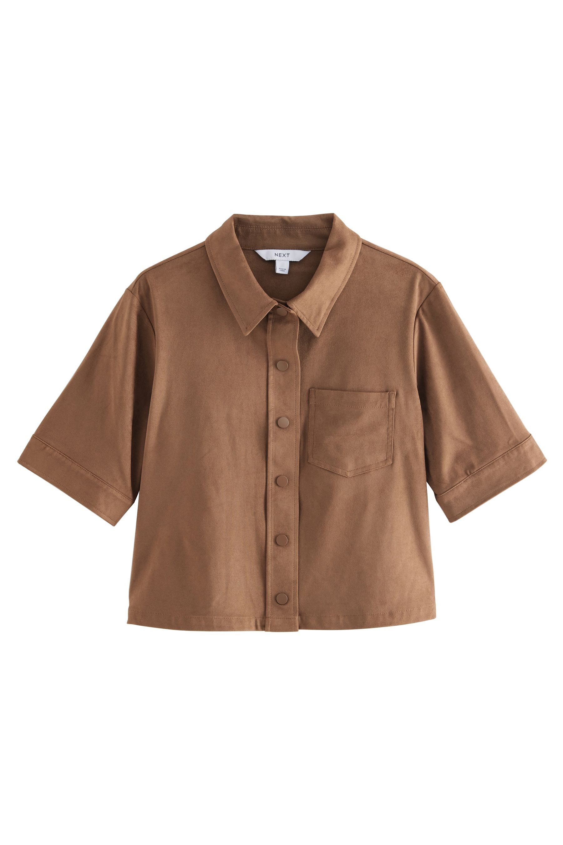 Next Kurzarmhemd Kurzärmeliges Hemd aus Velourskunstleder günstig online kaufen