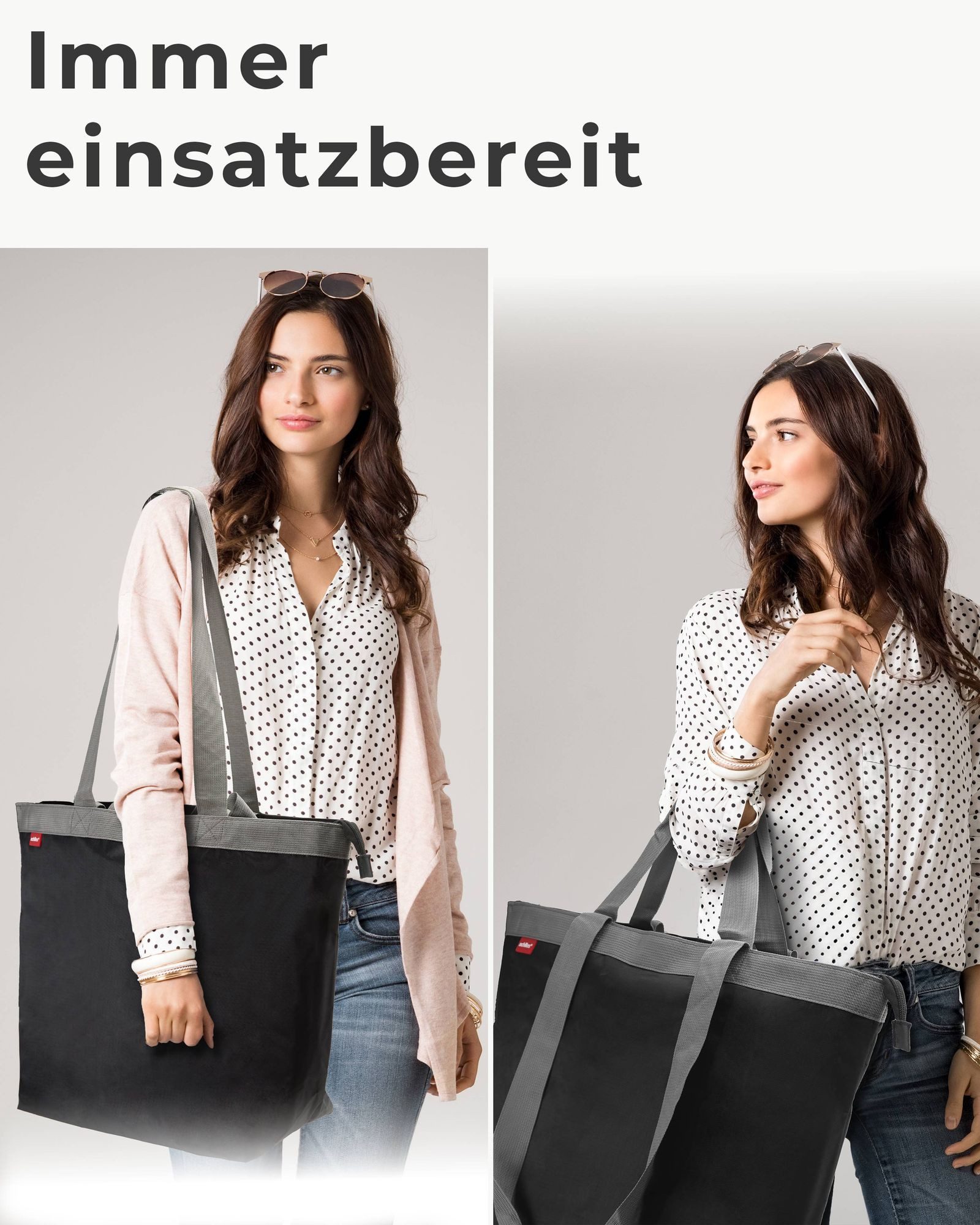 achilles Freizeittasche Shoppertasche Einkaufstasche zum Schultern Freizeittasche Schwarz (1) – Bild 5 von 5