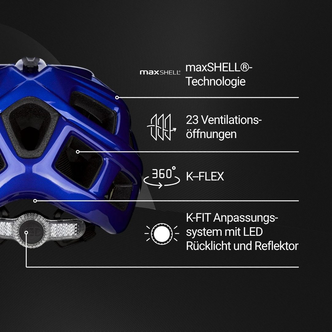 KED Mountainbikehelm Crom Fahrradhelm, Mit LED Rücklicht, FIDLOCK Verschluss, Insektenschutznetz