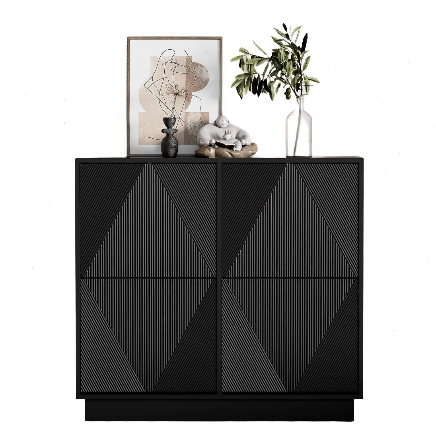 UEV Schuhschrank mit 4 Klappen Schuhregal Schuhkommode schmal (Schuhkommode,Anti-Kipp-Vorrichtung für Eingangsbereich, Modern Schuhaufbewahrung mit Oberplatte Platzsparend) Verstellbare Trennwände für Verschiedene Schuhtypen