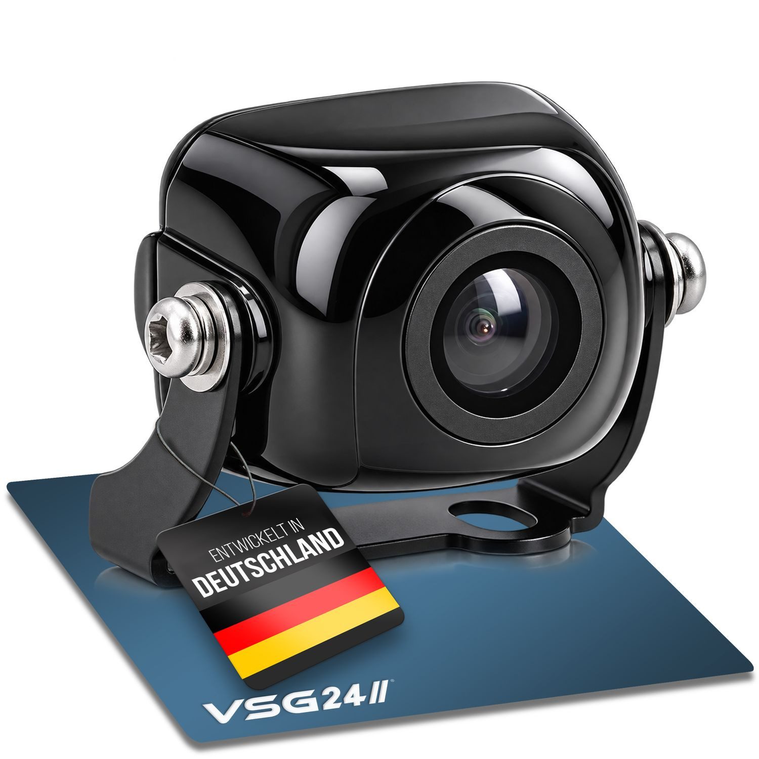 VSG24 Rückfahrkamera MAXX Mini-Kamera nur 3x3 cm für PKW 170° Blickwinkel Rückfahrkamera (inkl. 6M. Kabel, Parklinien, Flexible als Front Kamera geeignet 12V)