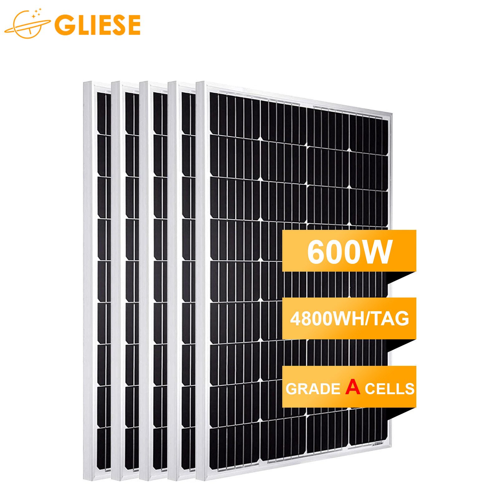 GLIESE Solarmodul 240W 480W 600W Soalrpanel 12 V für Балконные электростанции Wohnmobile Dach, Monokristallines