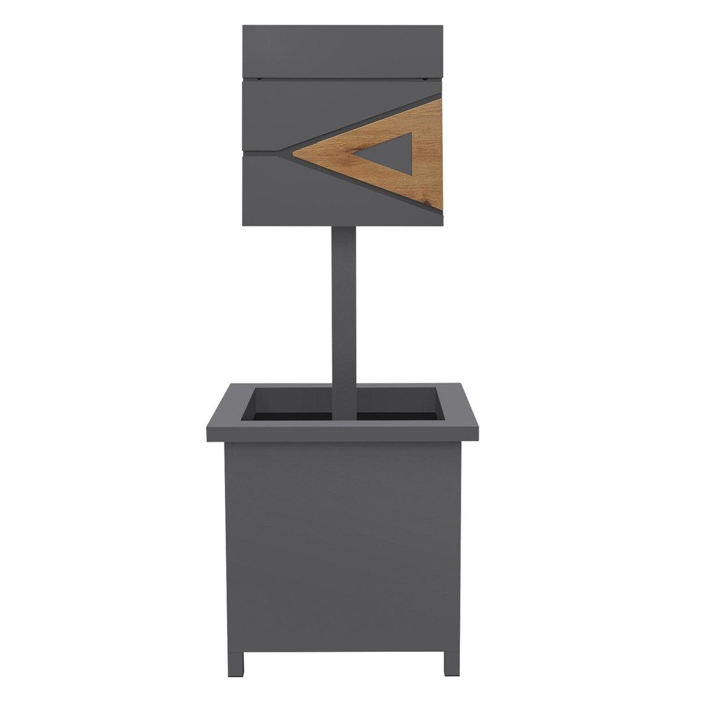 ML-DESIGN Standbriefkasten Wandbriefkasten Briefkasten Postkasten mit Zeitungsfach inkl. Ständer, Briefkastenständer mit Pflanzkasten Anthrazit-Holzoptik 120 cm