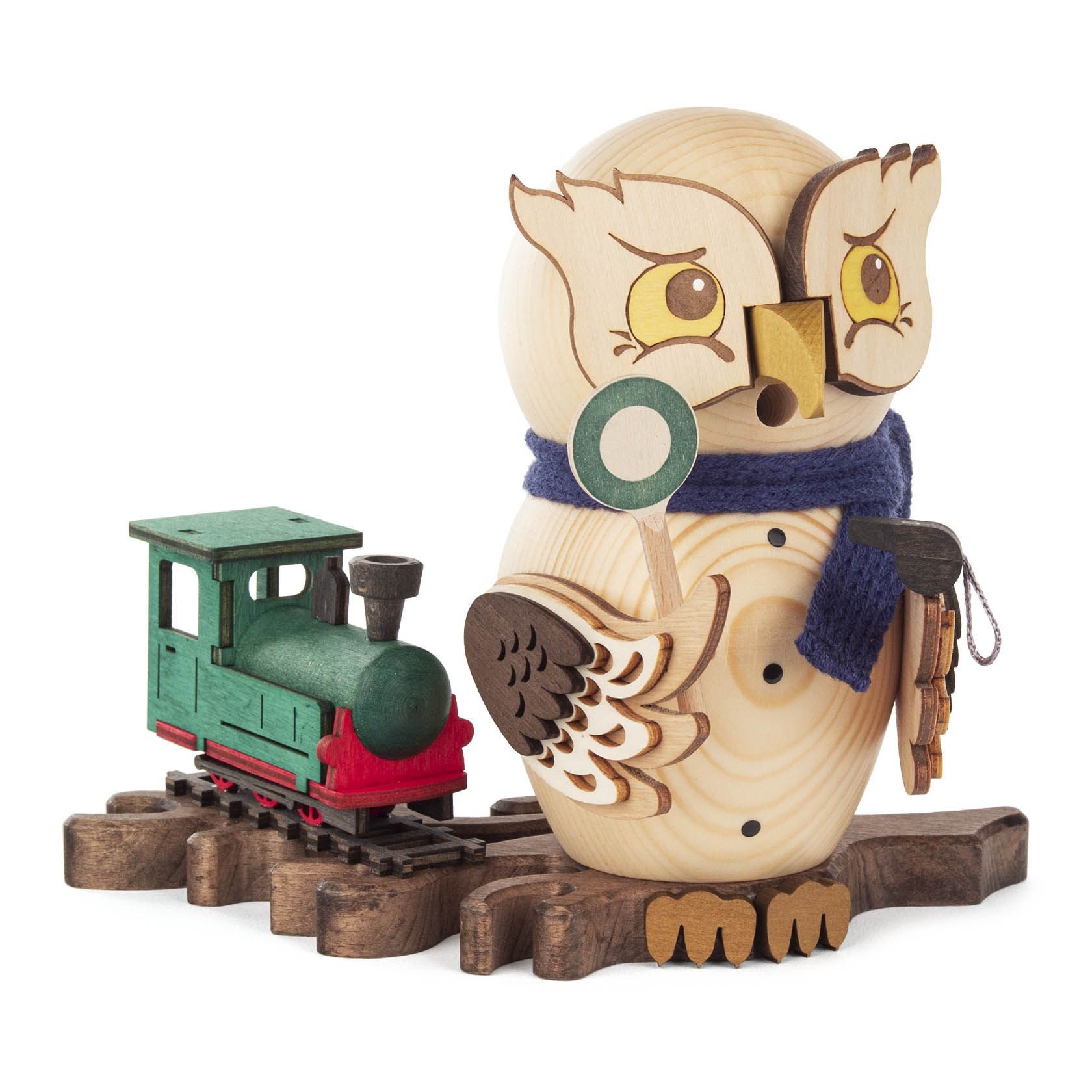 Räuchermännchen Räucherfigur Eule mit Eisenbahn BxHxT 19x15x12cm NEU