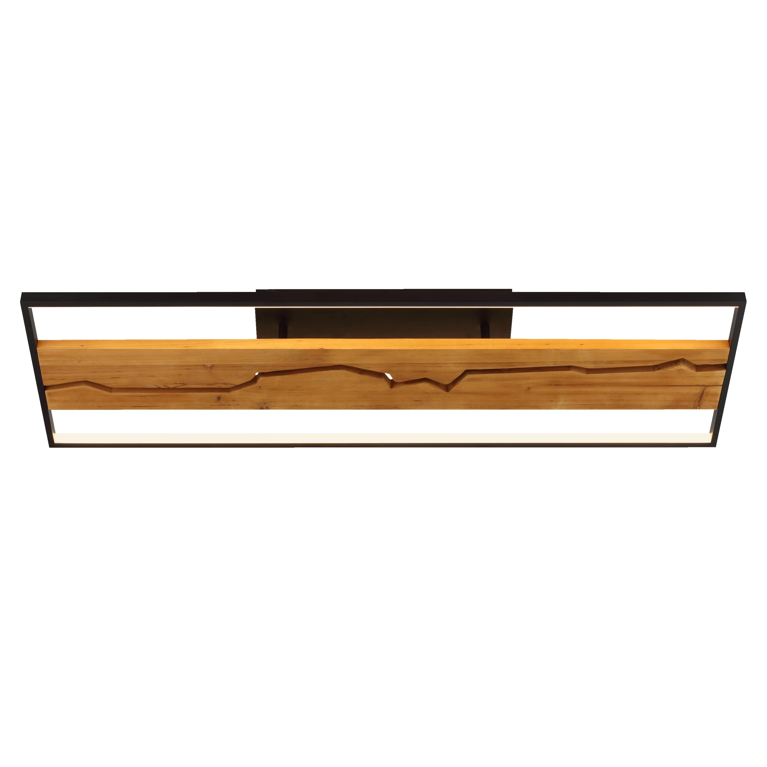 Lightbox Deckenleuchte, LED fest integriert, Warmweiß, LED-Deckenlampe, 100cm, 6000lm, Metall/Holz/Kunststoff, braun/schwarz