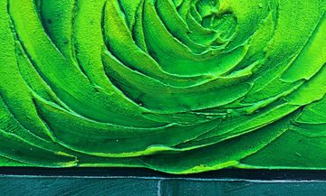 WandbilderXXL XXL-Wandbild Green Roses 225 x 75 cm, Abstraktes Gemälde, handgemaltes Unikat