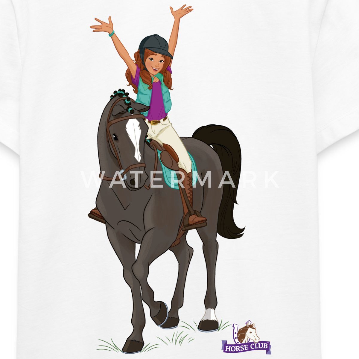 Spreadshirt T-Shirt Schleich Horse Club Lisa posiert auf Storm Teenager Premium T-Shirt (1-tlg)