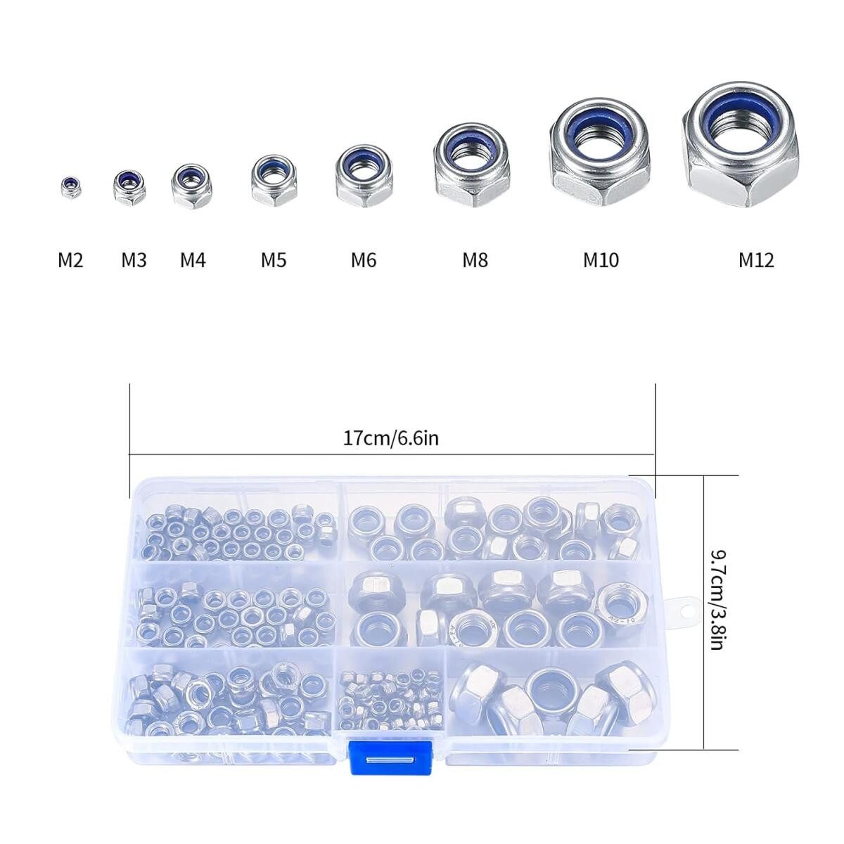 FELIXLEO Muttern Sicherungsmuttern Sortiment Edelstahl M3-M12, (200-St)
