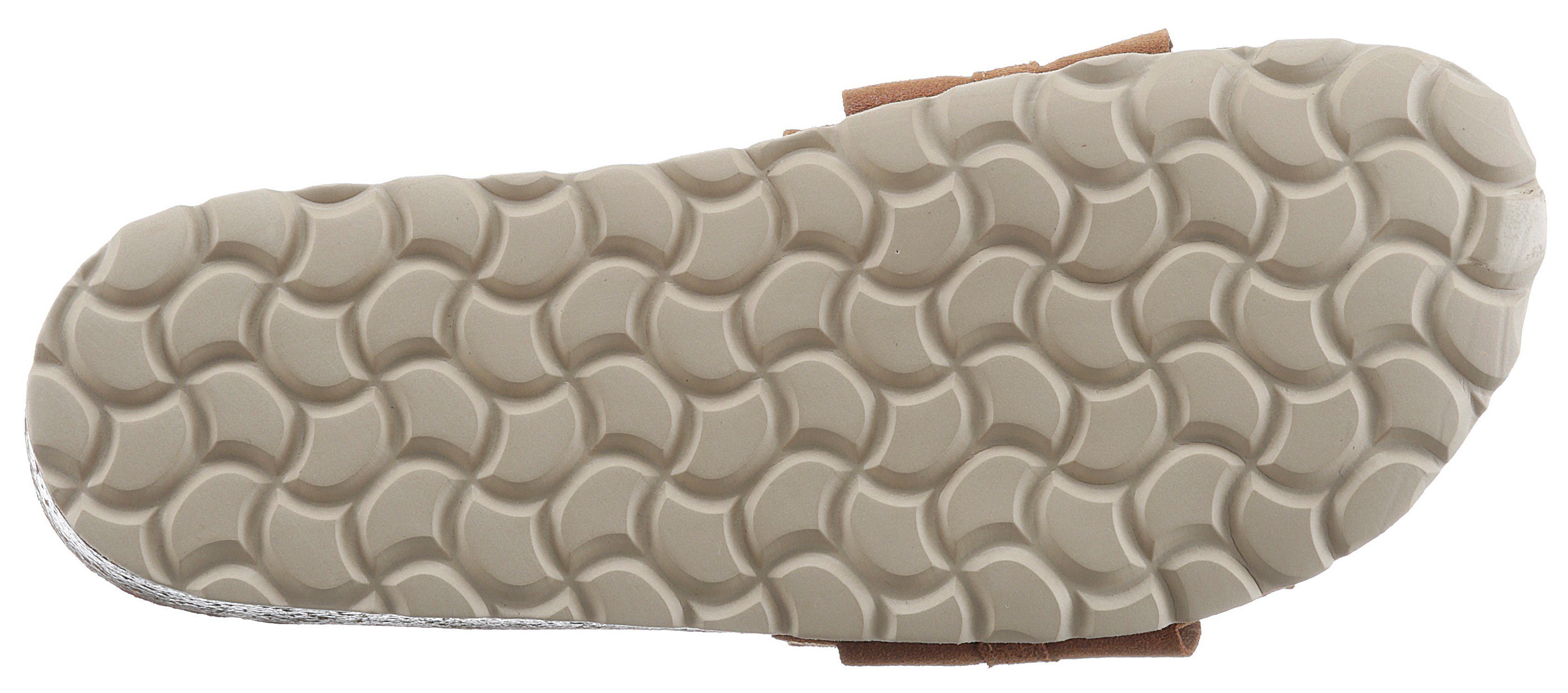 VERBENAS Rocio Roda Pantolette Sommerschuh, Flat mit geschwungenen Laschenstoff