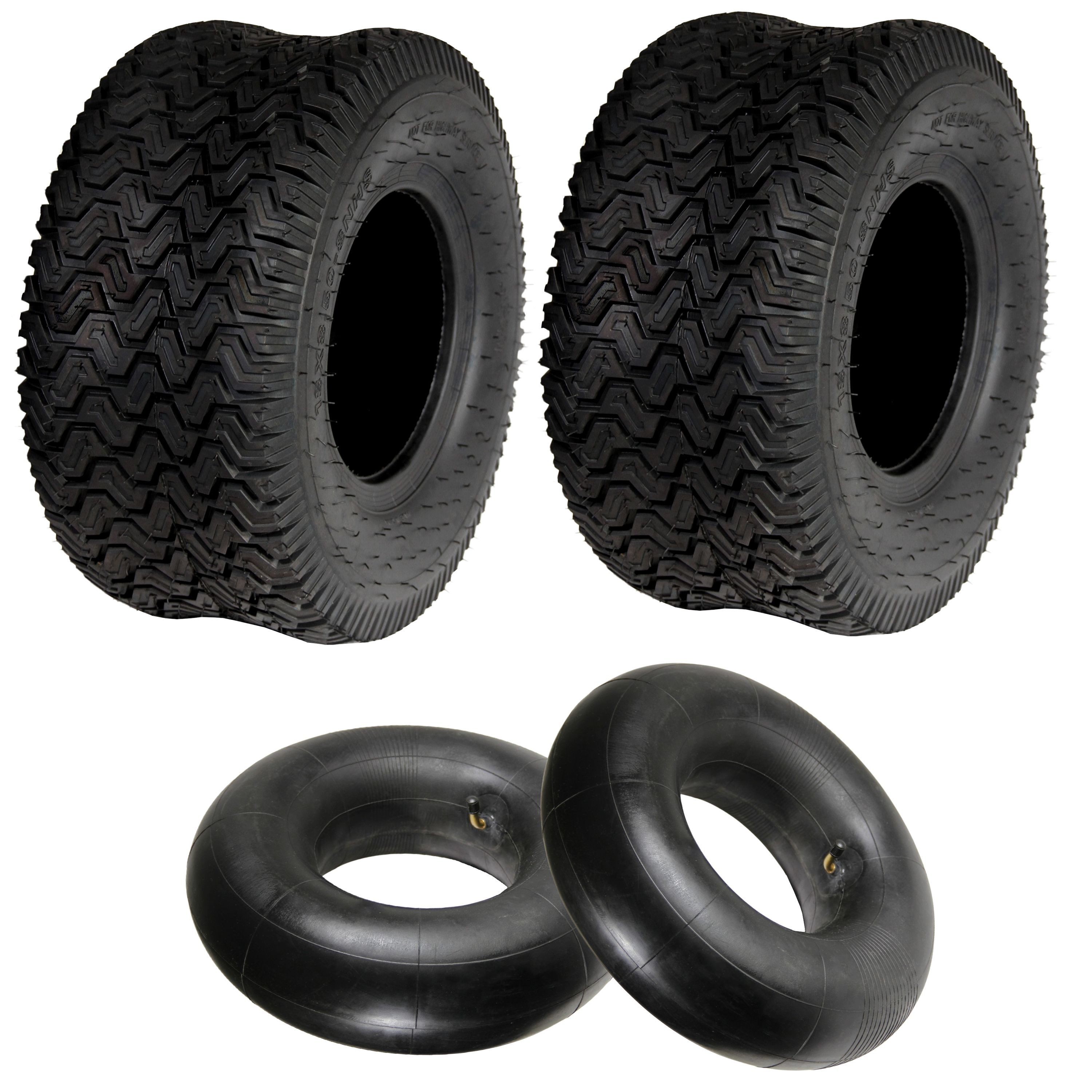 HELO24 Ersatzrad 2x Reifen inkl. Schlauch 18x8.50-8 Rasentraktor Reifendecke 4pr S2