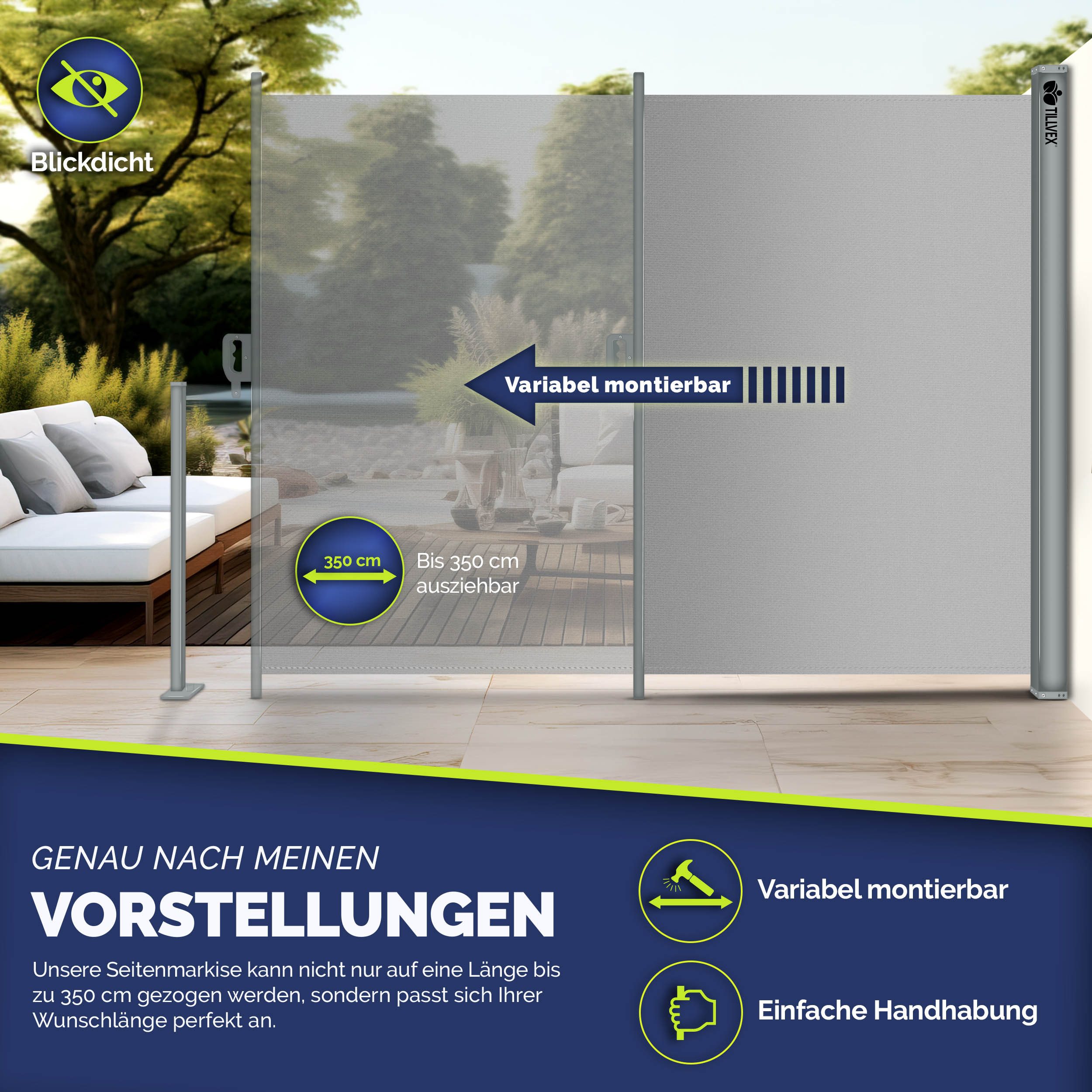 tillvex Seitenmarkise tillvex® Seitenmarkise ausziehbar Markise günstig online kaufen