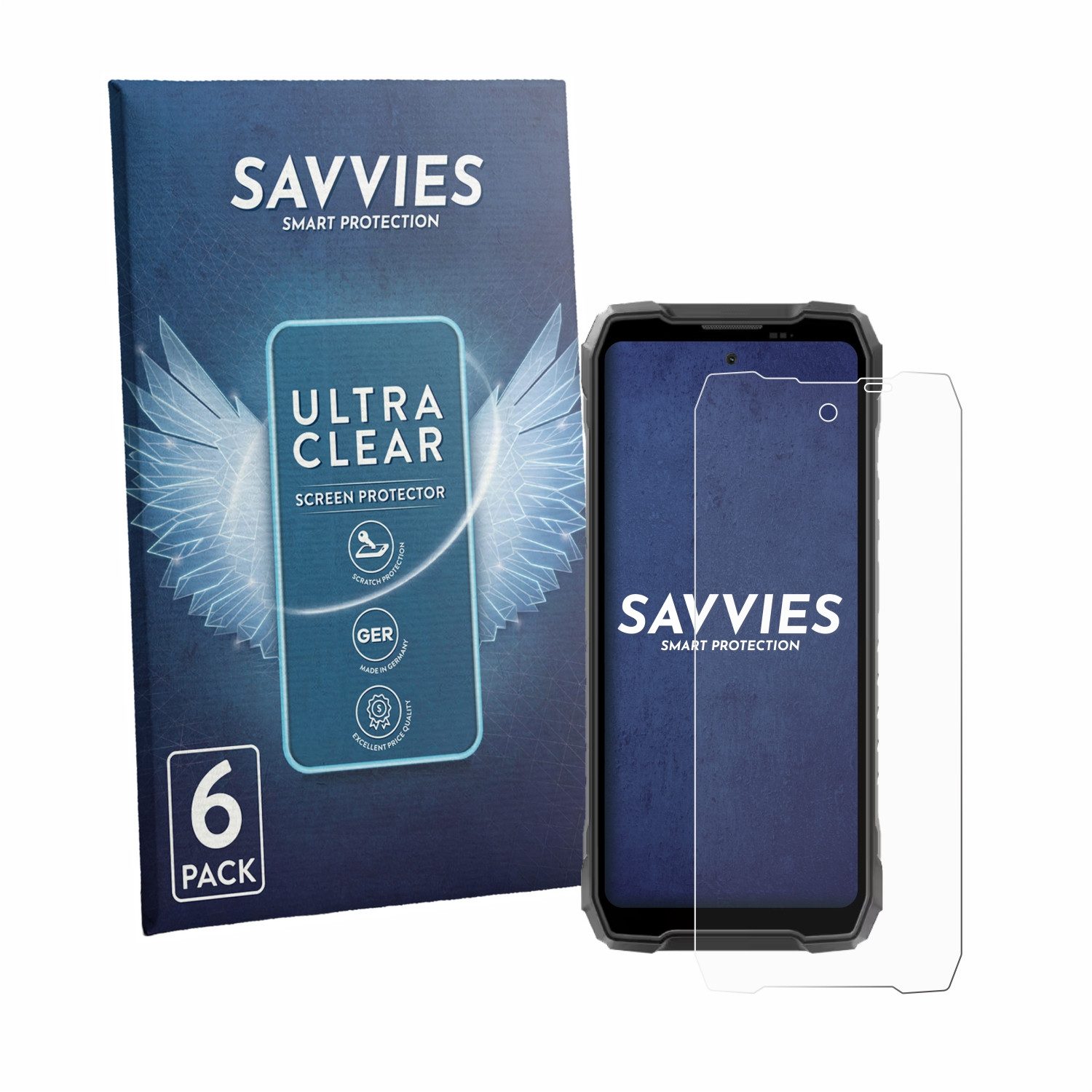 Savvies Displayschutzfolie Schutzfolie für Blackview Rock 5, 6 Stück, Displayschutz Schutz Folie Klar Transparent