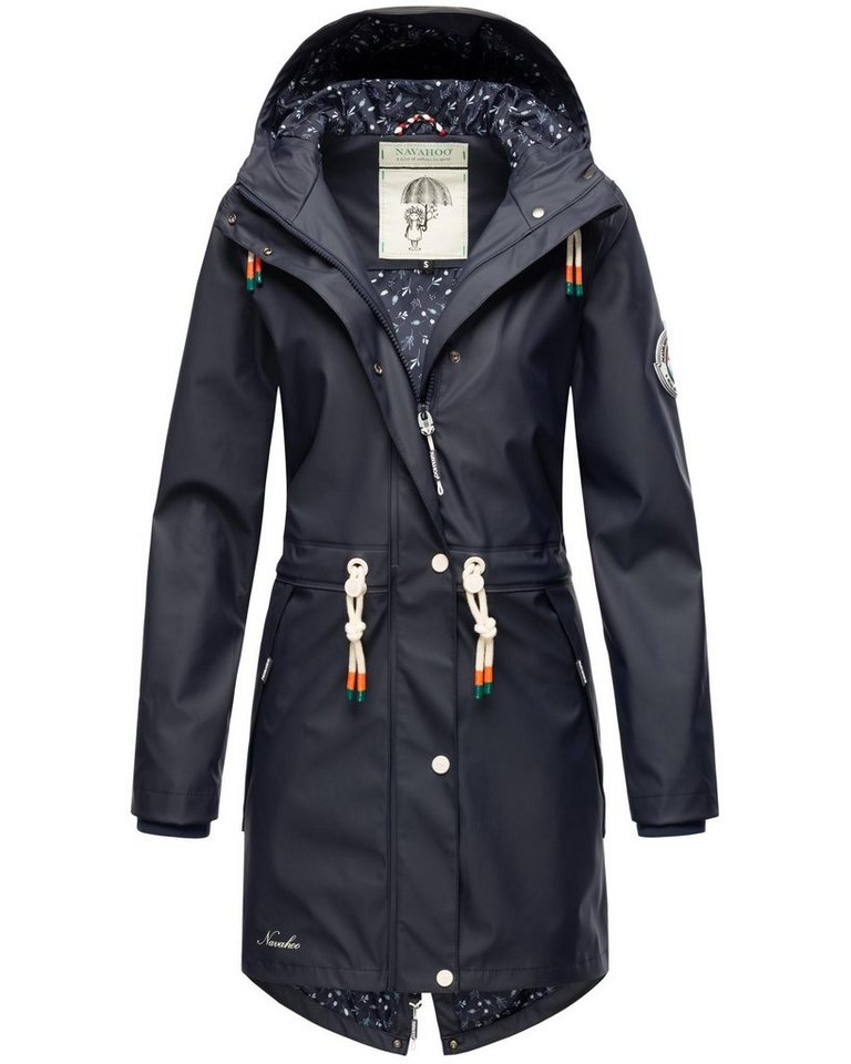 Navahoo Regenjacke Tropical Stormoo modischer Damen Outdoor Regenmantel,  Gerader Schnitt und tolle Länge bis ca. Mitte Oberschenkel