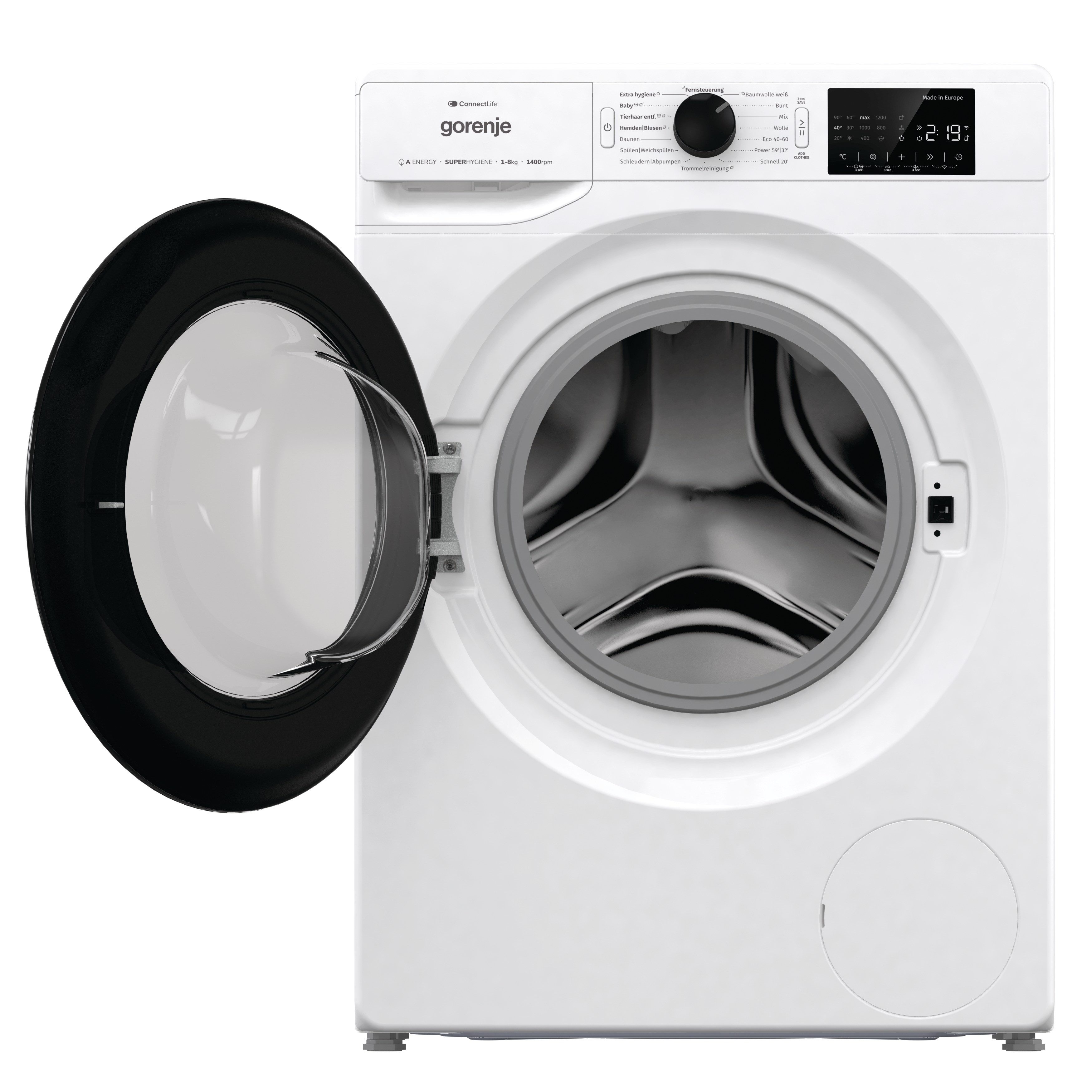 GORENJE Waschmaschine WPNEI84A1TS, 8 kg, 1400 U/min, Energieklasse A-10%