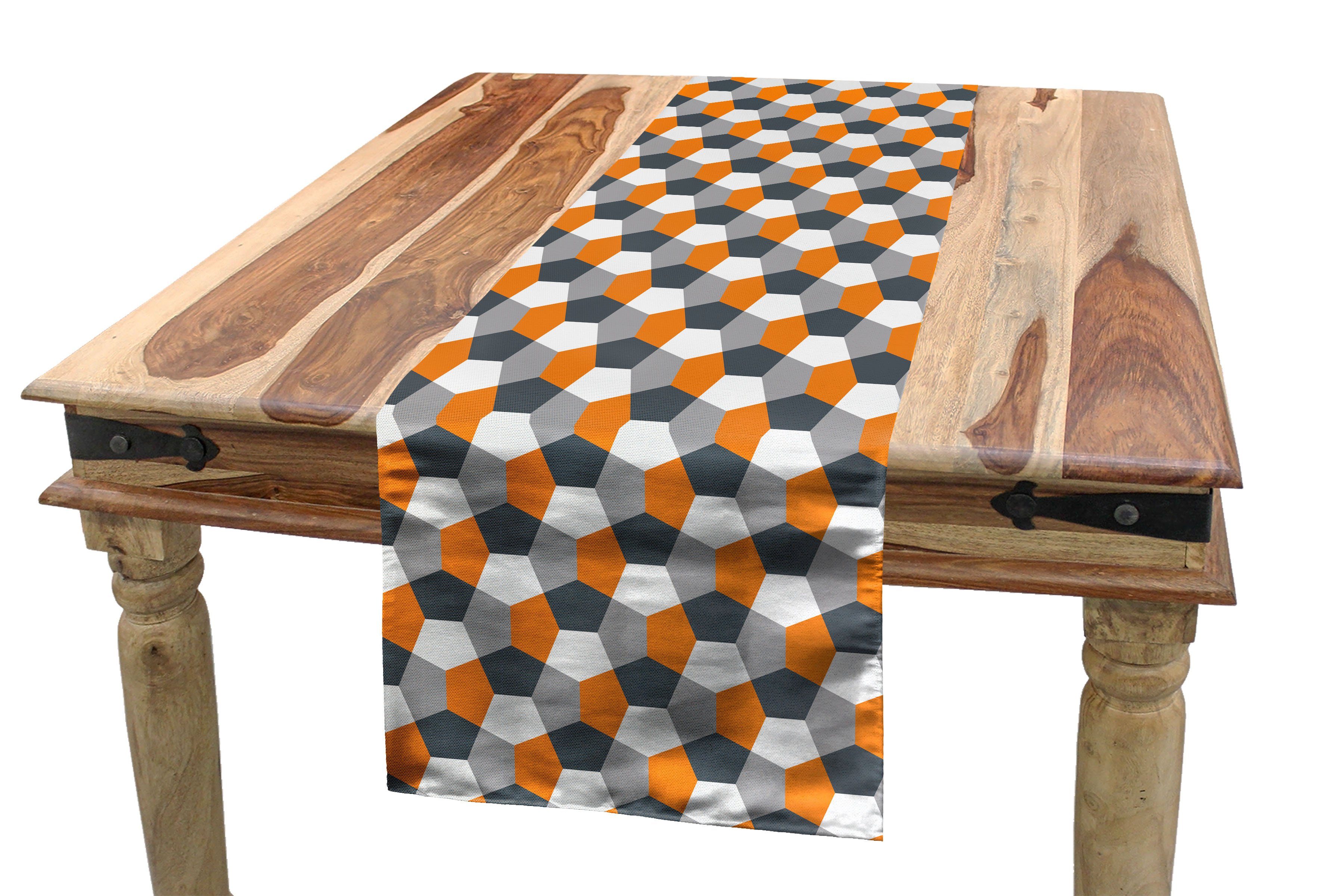Abakuhaus Tischläufer Esszimmer Küche Rechteckiger Dekorativer Tischläufer, Abstrakt Moderne Hexagonal Tile