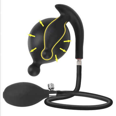 TPFSecret Analplug aufblasbares Sexspielzeug für Frauen und Männer, von 3,3cm bis 15cm stufenlos aufblasbar, Anal Dehner mit Pumpe Inflatable Plug Anal Ballon Farbe Schwarz