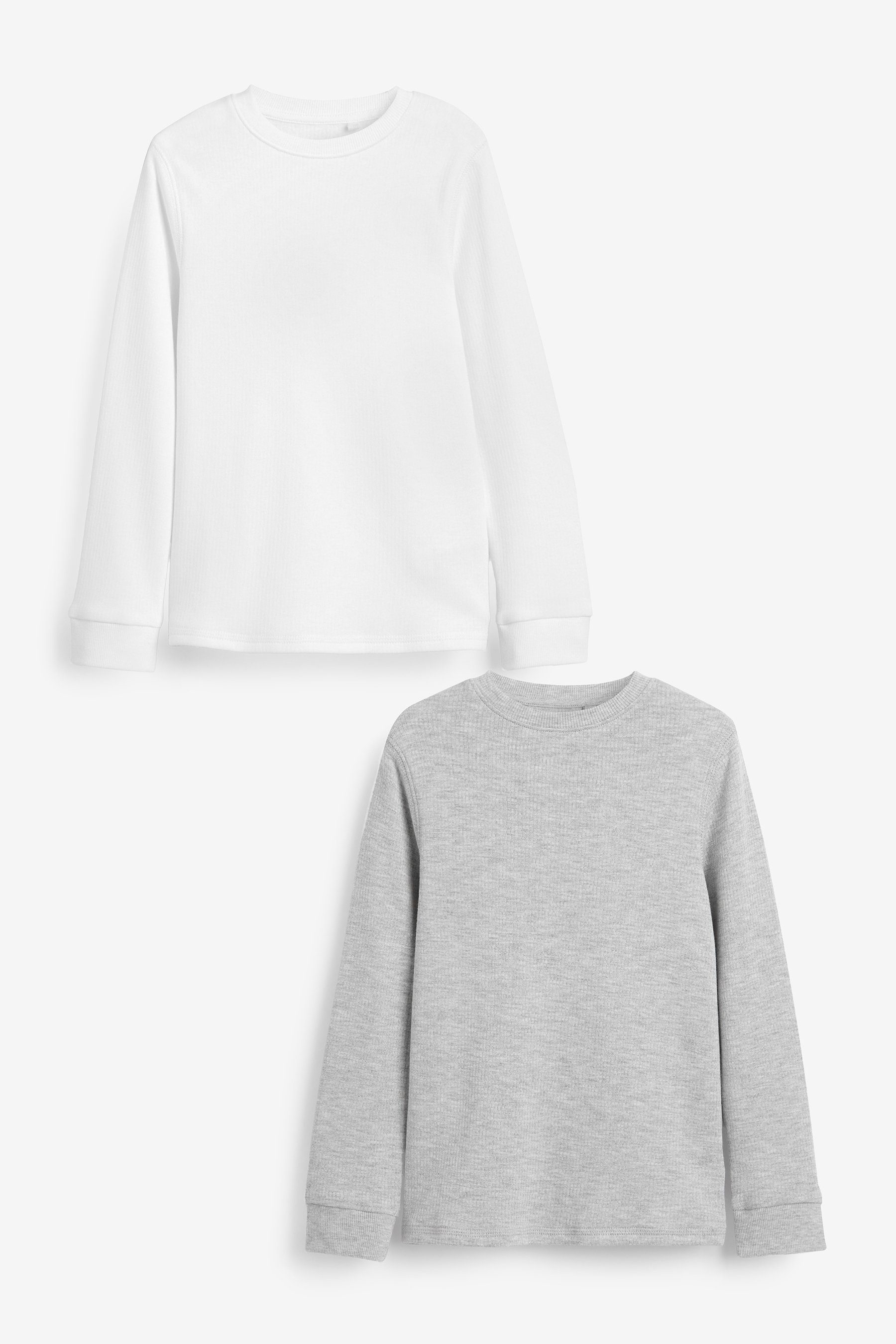 Next Thermounterhemd Langärmelige Thermoshirts im 2er-Pack (2-St) Grey/White