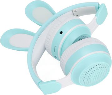 Yunseity Bluetooth 5.0- von TF/AUX, Kleinkinder, Teenager Kinder-Kopfhörer (Intuitive Bedienung für kinderleichte Steuerung von Lautstärke und Anrufen, mit Hasenohr, Over-Ear-LED-Licht, Faltbares Kabelloses Unterstützung)